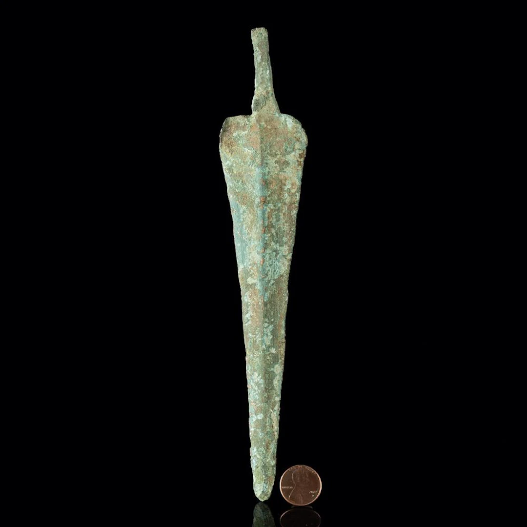 Ancient Persian Luristan Tanged Bronze Blade, Raised Midrib