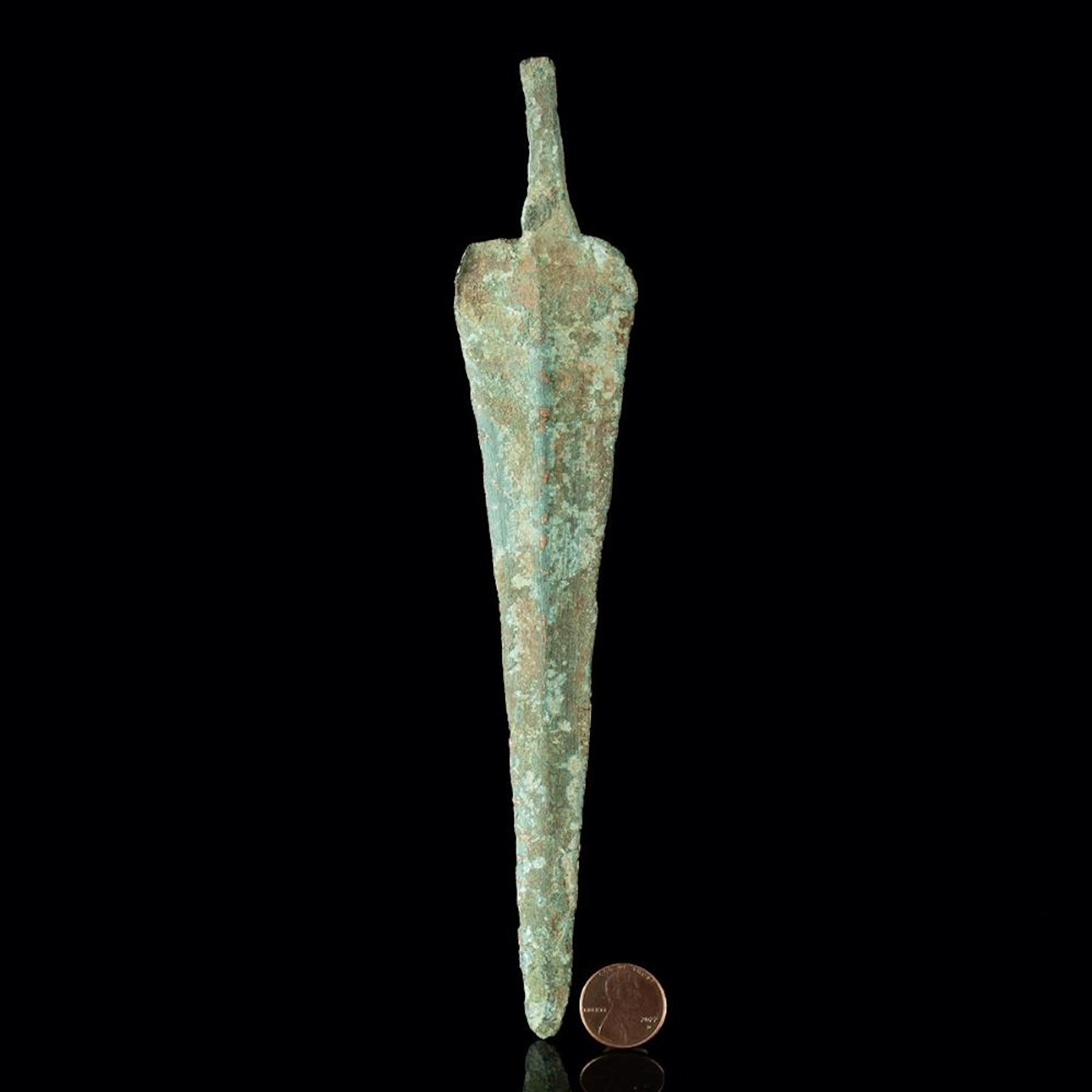 Ancient Persian Luristan Tanged Bronze Blade, Raised Midrib