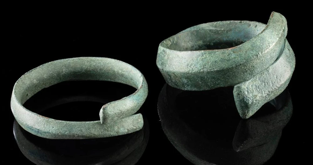 Pair of Bronze Dong Son Arm Cuffs - Coiled Form