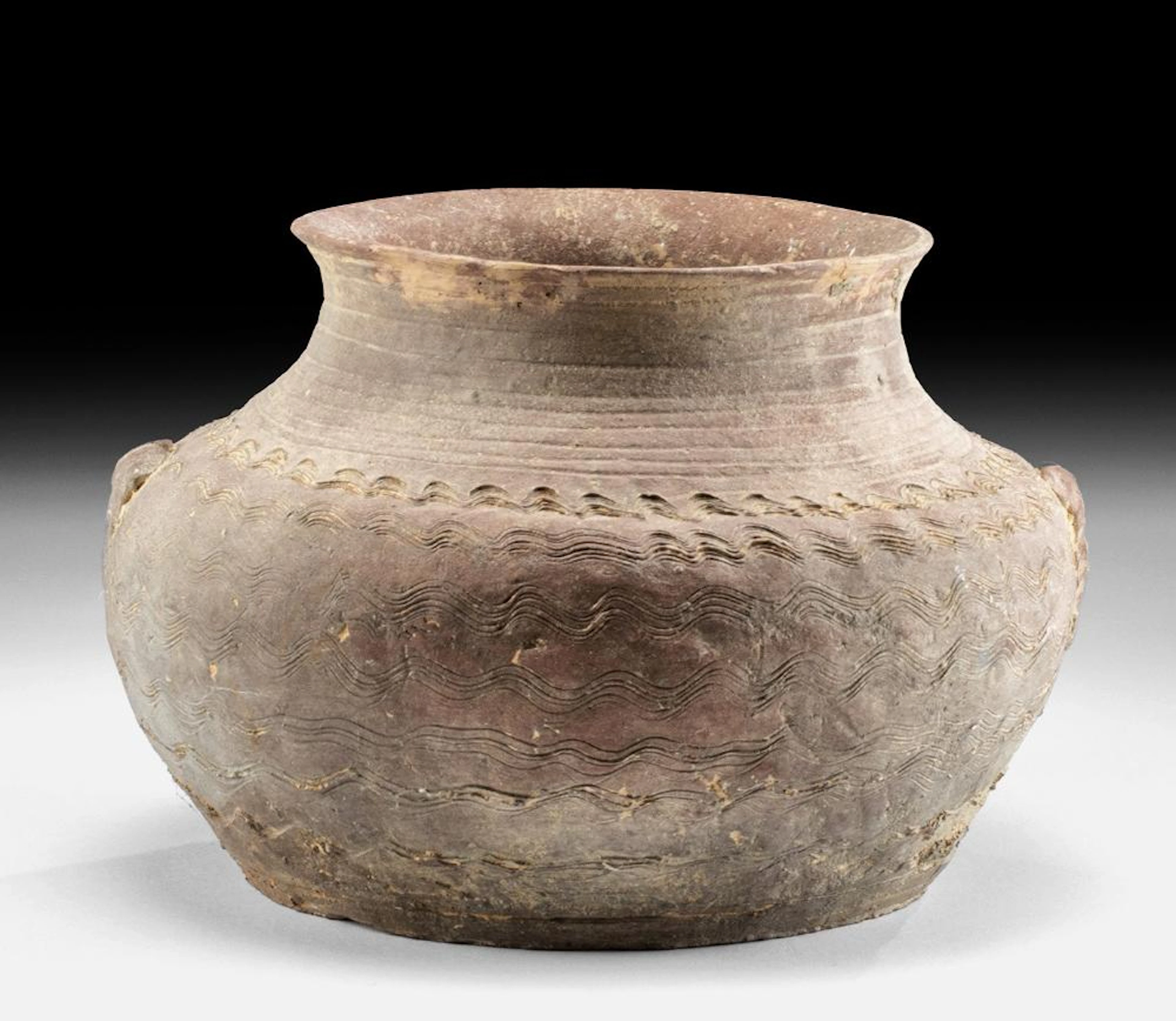 Warring States to Western Han Pottery Jar | Incised Bands