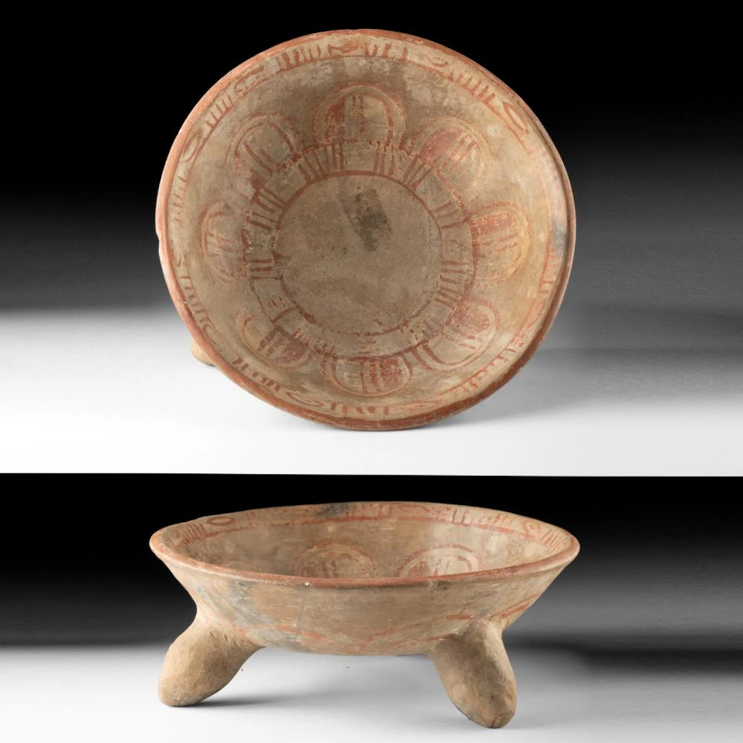 Mixtec Red-on-Cream Tripod Rattle Bowl