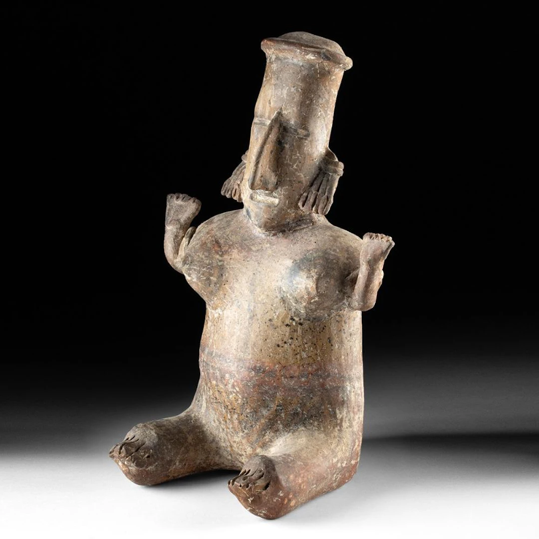 Jalisco San Sebastian Semi-Nude Seated Female Figure with Raised Hands