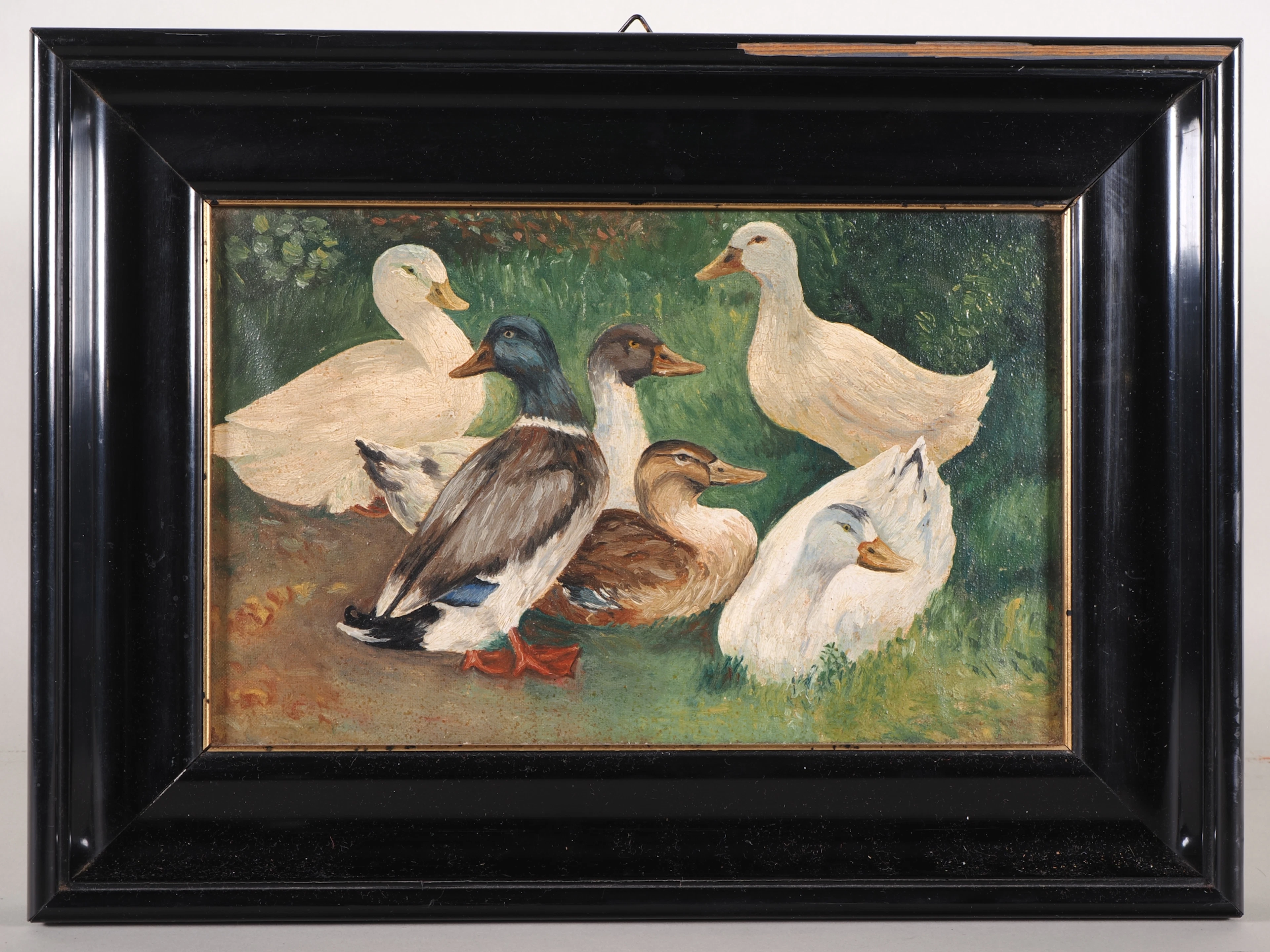 Los 93: Kleines Gemälde, Enten Familie um 1900