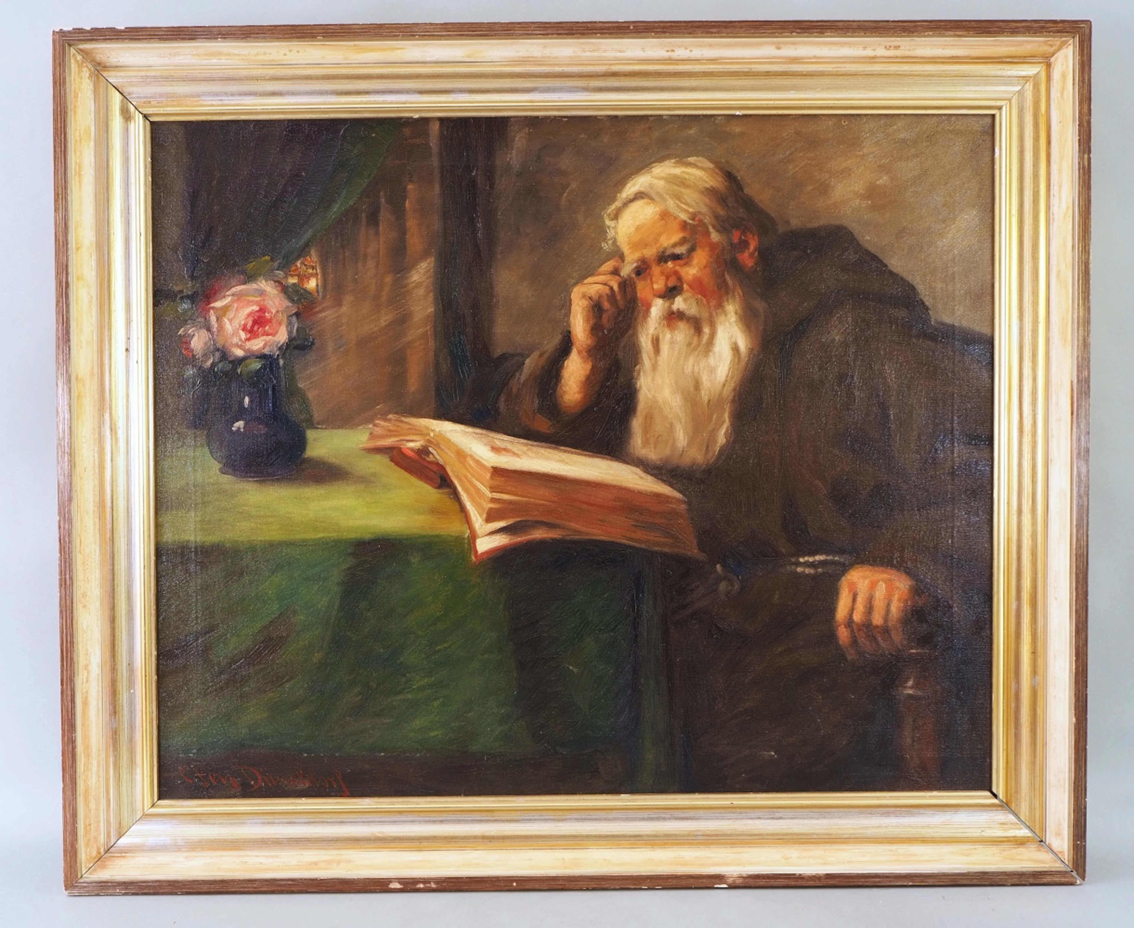 Los 90: Carl Frey (1867-1939), Lesender Mönch, um 1900
