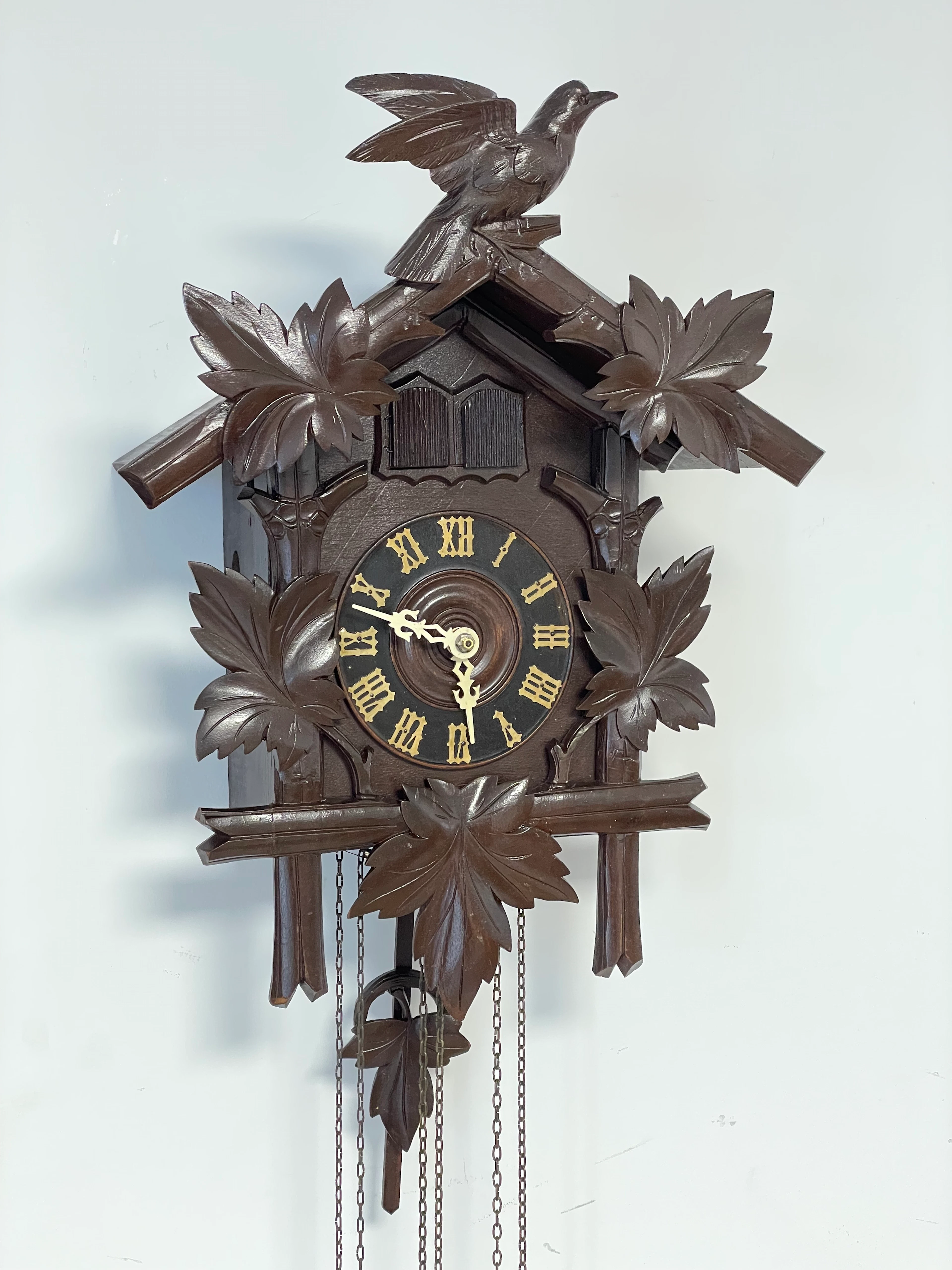 Los 550: Schwarzwald Uhr mit Kuckuck und Wachtel um 1900