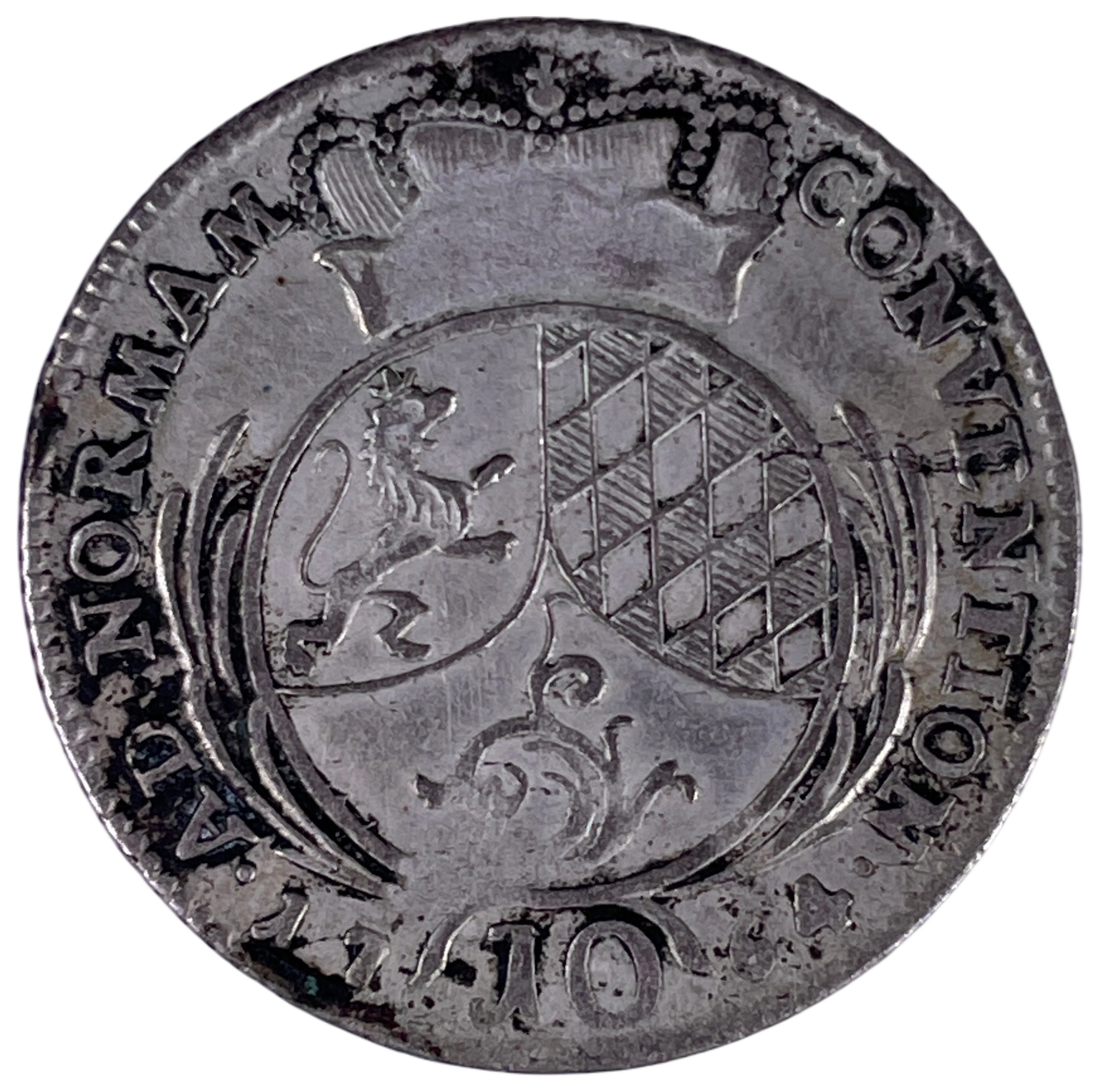 Los 1429: Kurpfalz Karl Theodor 10 Kreuzer Silbermünze nach dem Konventionsfuß