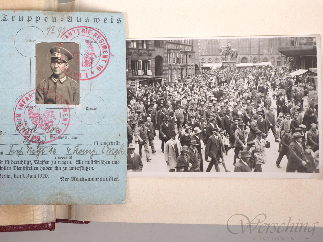 Los 2149: Fotoalbum Ausweis Reichswehr Weimarer Republik Sennelager