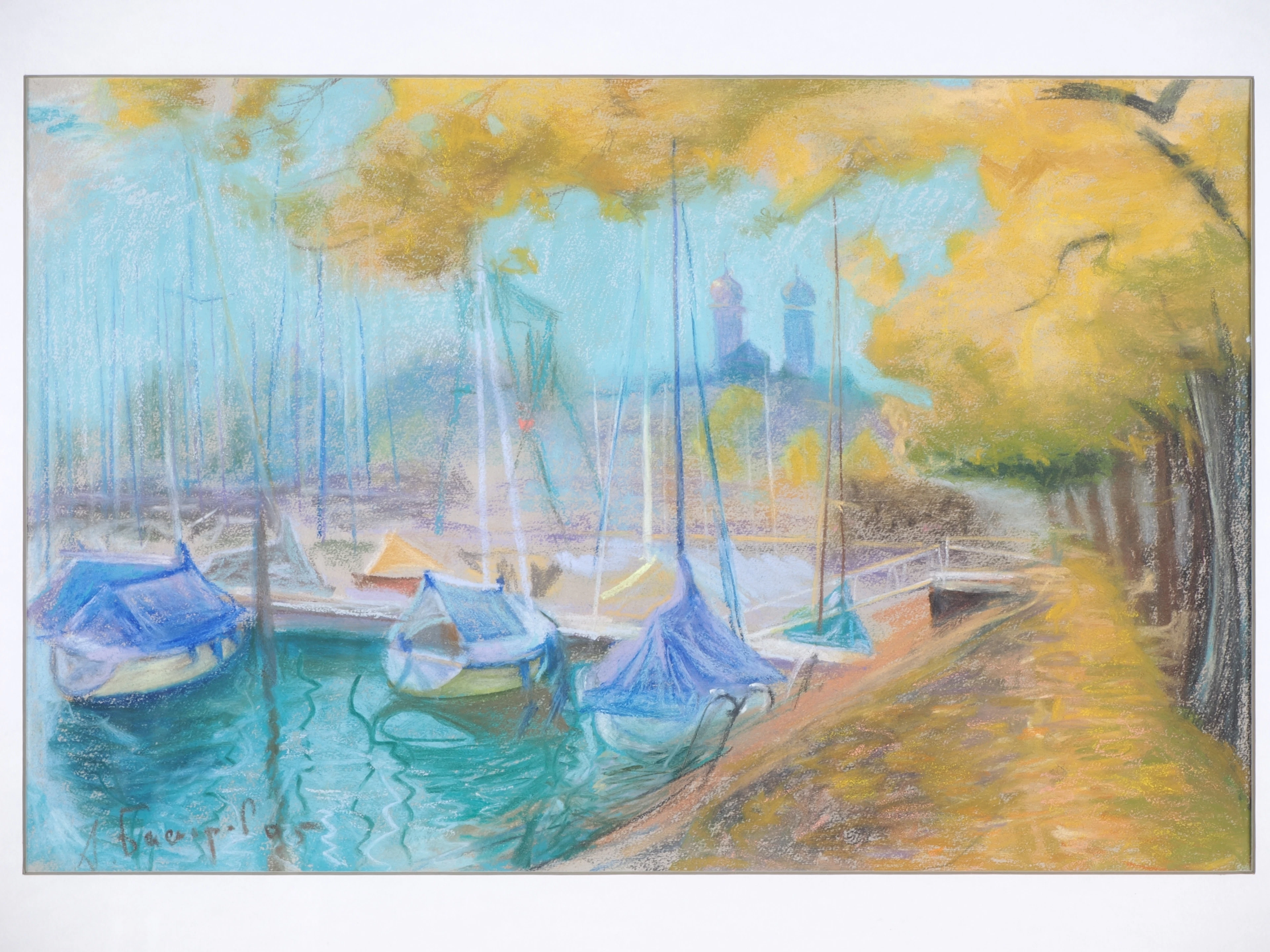 Los 13: Anatoli Bassyrov (1952, St. Petersburg) - Pastell Hafenansicht