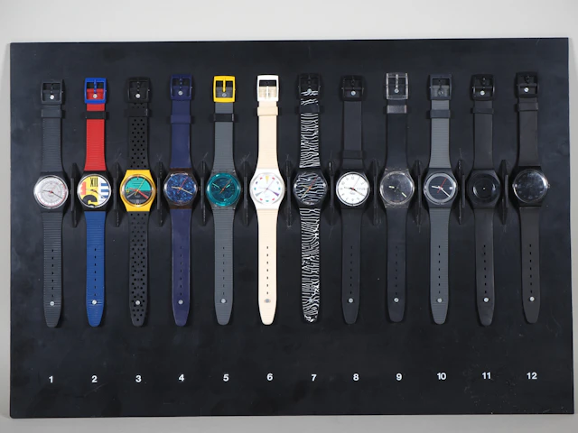 Los 660: Swatch Vintage Uhrentafel 1980er, wohl Prototypen oder Erstauflagen