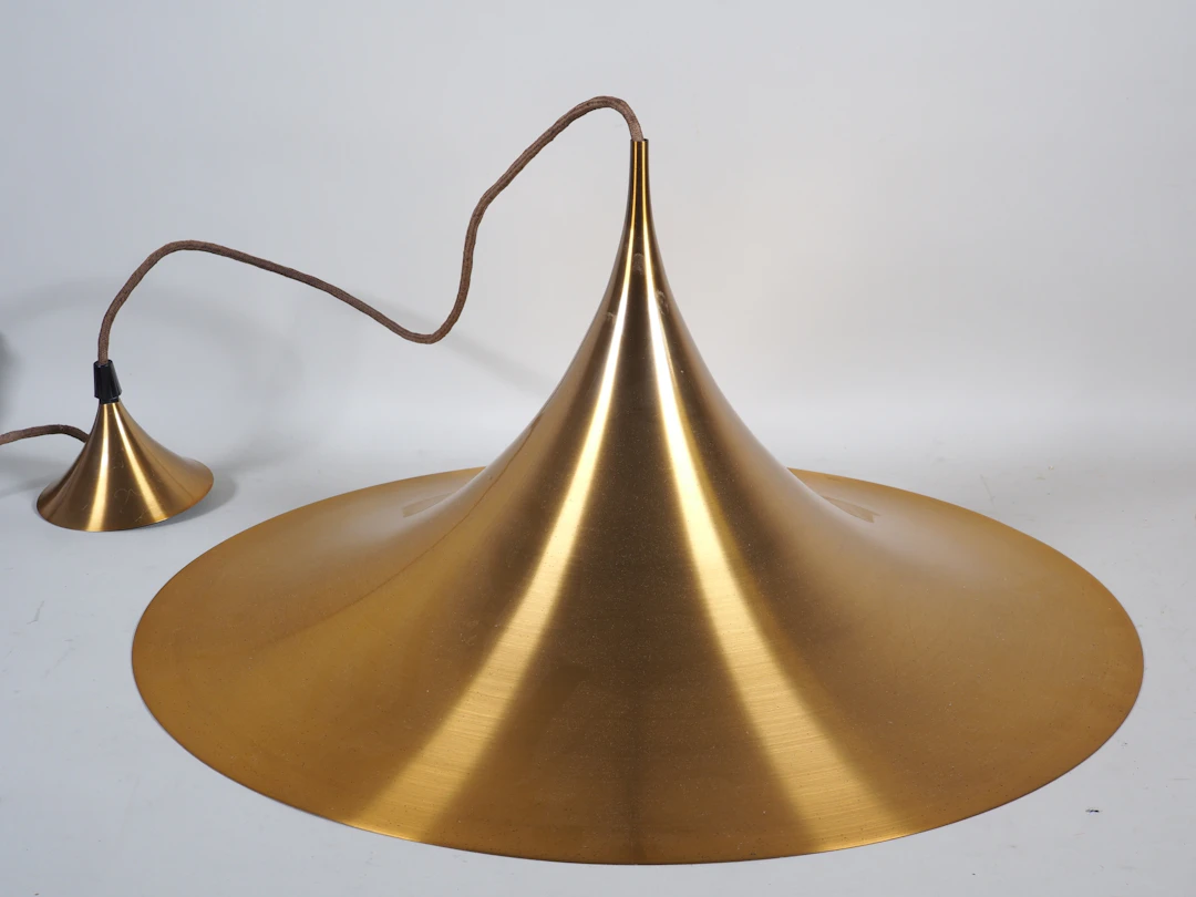 Los 937: Vintage Semi Hängelampe Messing, Mid-Century, 1970er Jahre