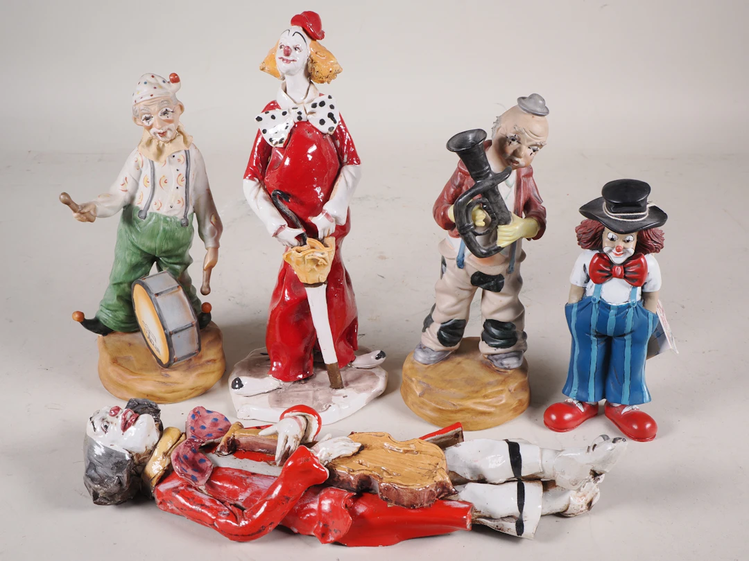 Los 417: Konvolut Keramik Clowns Figuren, 5 St.