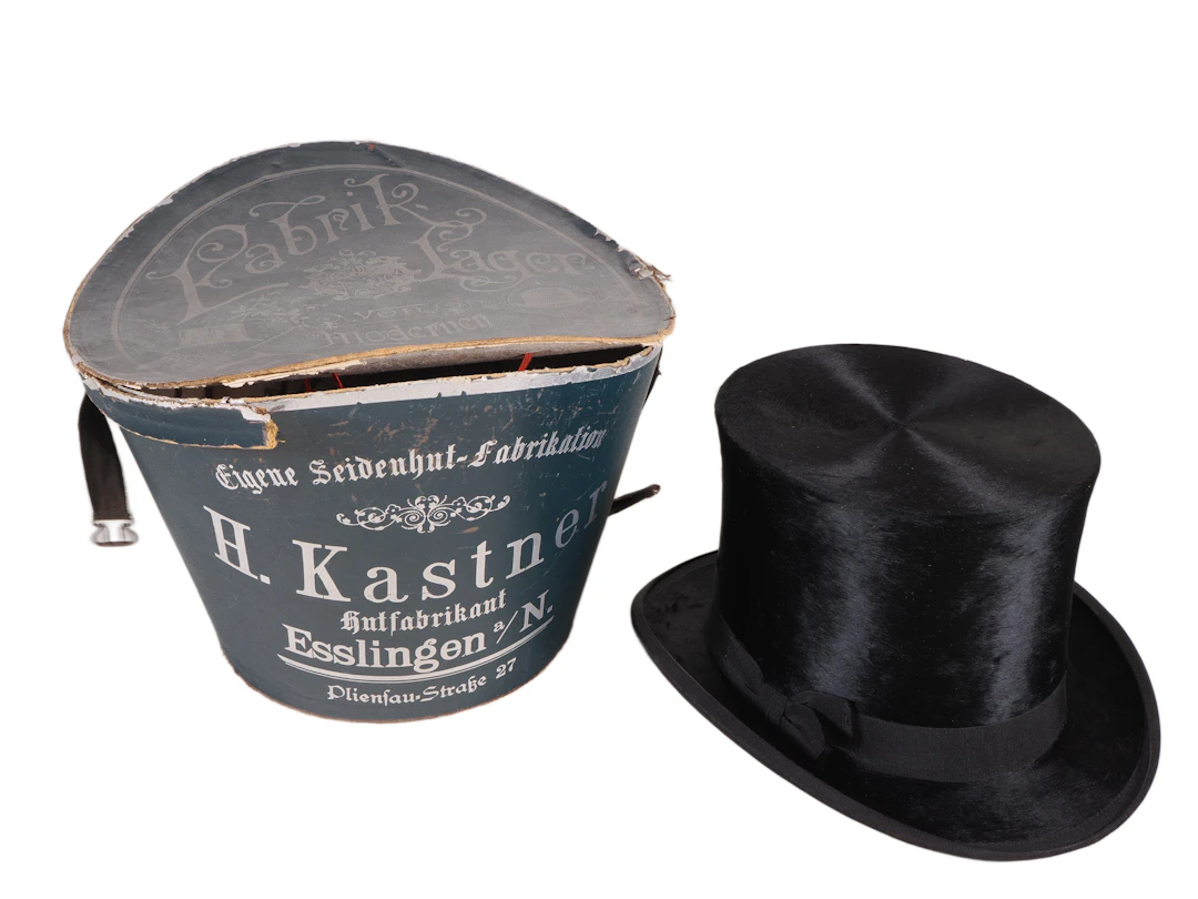 Los 1656: Zylinder Hut H. Kastner Esslingen um 1900 mit originaler Hutschachtel