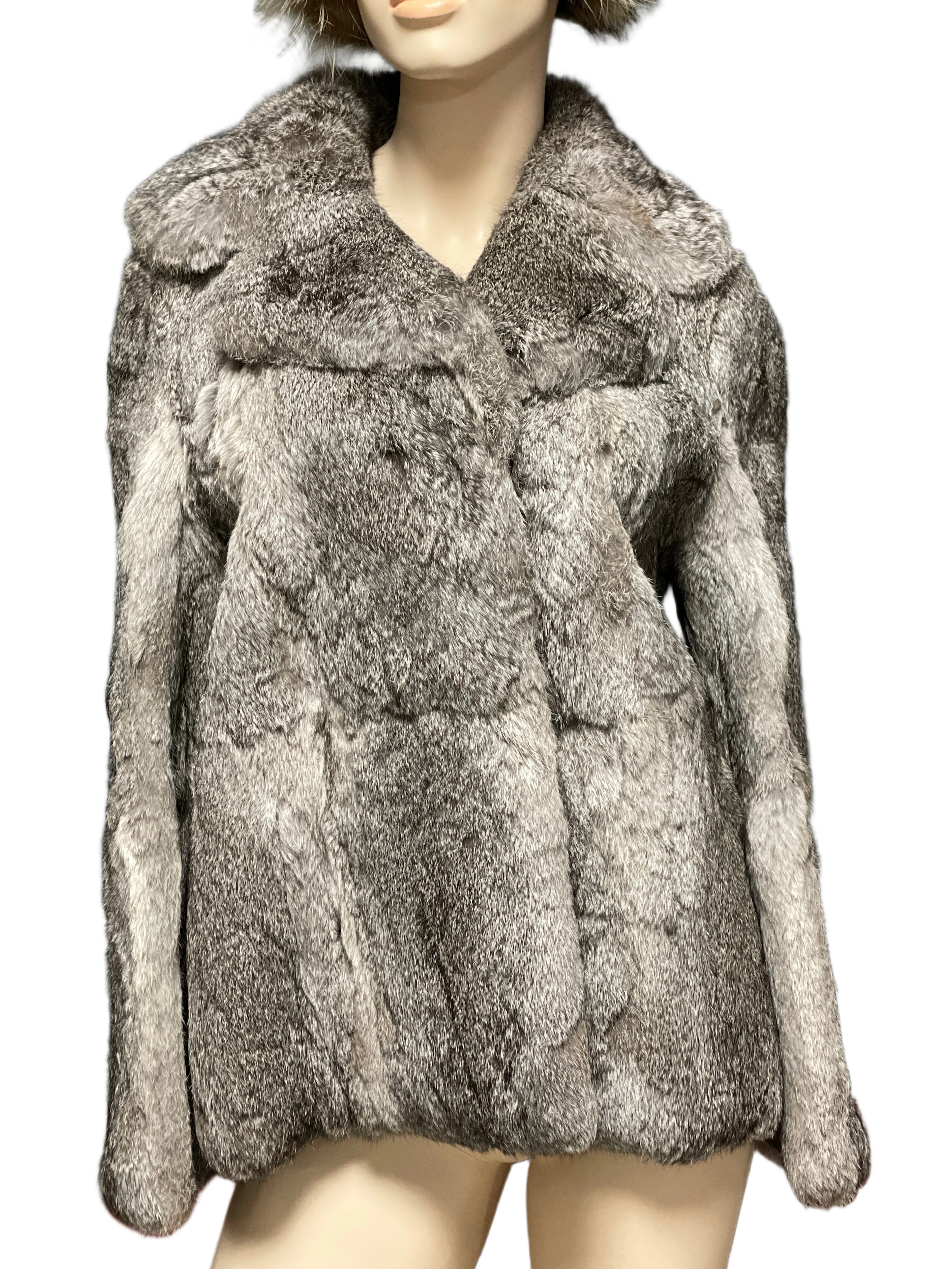 Los 1637: Vintage Pelzjacke aus echtem Kaninchenfell in meliertem