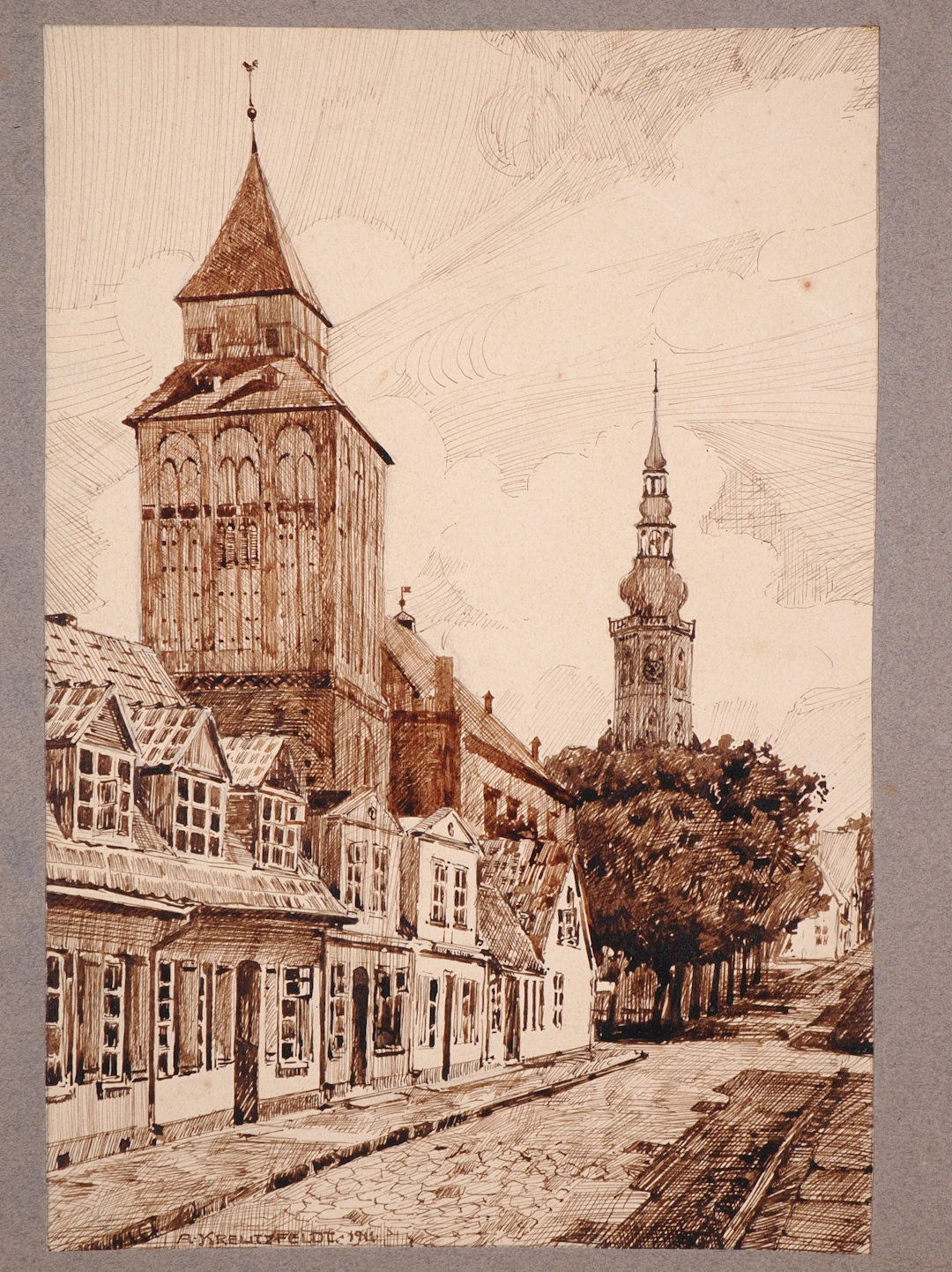Los 6: Adolf Kreutzfeldt Zeichnung, 1911, Nikolaikirche Tallinn (Estland)