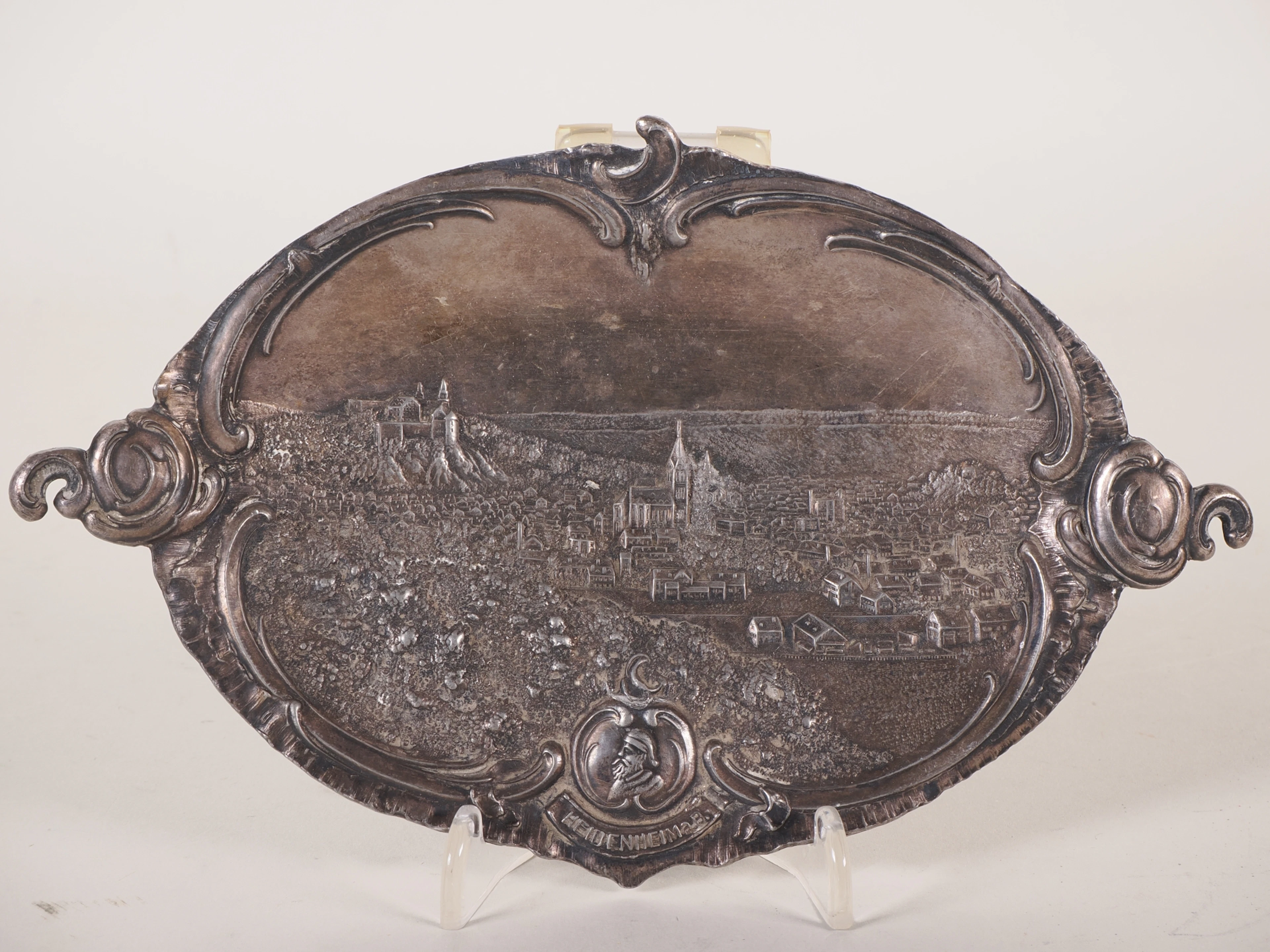 Los 1469: WMF Zinnschale um 1880 mit Ansicht von Heidenheim a.B.