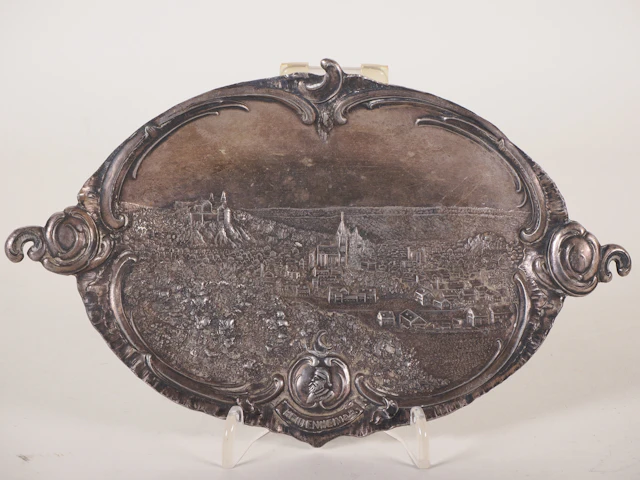 Los 1469: WMF Zinnschale um 1880 mit Ansicht von Heidenheim a.B.