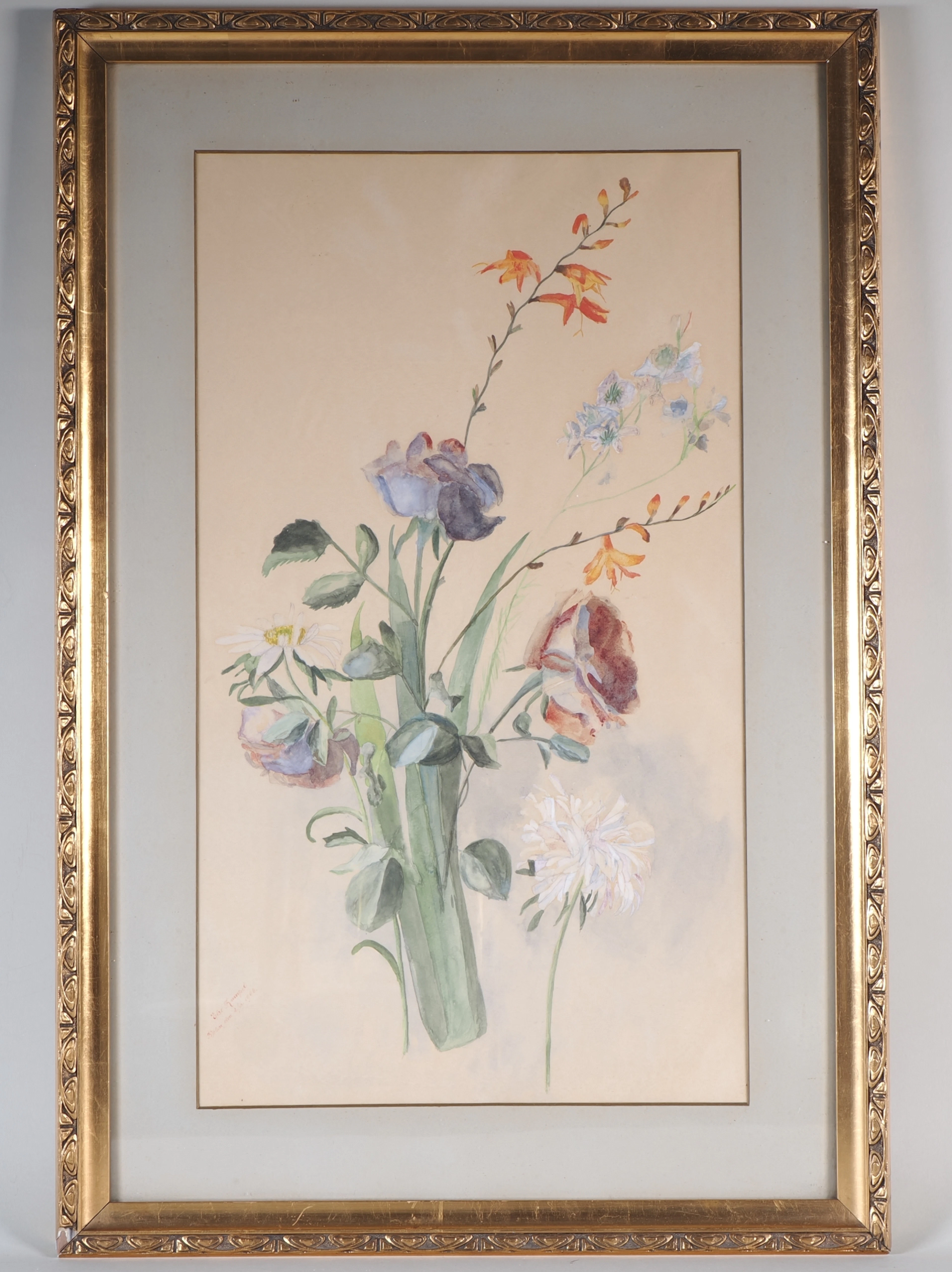 Los 5: Else Rumpel - feines Blumen Aquarell, Berlin 1906