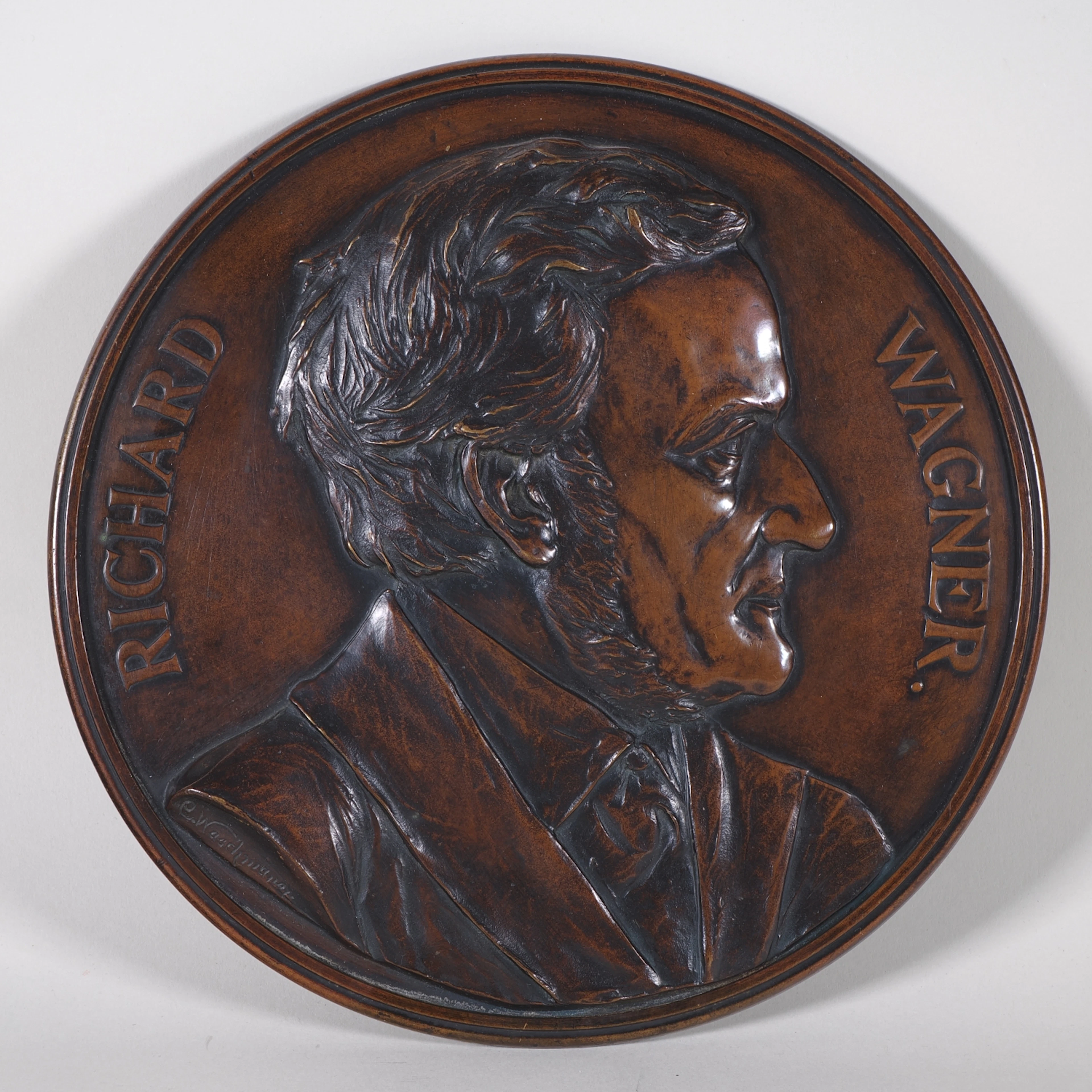 Los 1106: Karl Waschmann (1848-1905, Wien) - Bronze Relief Richard Wagner