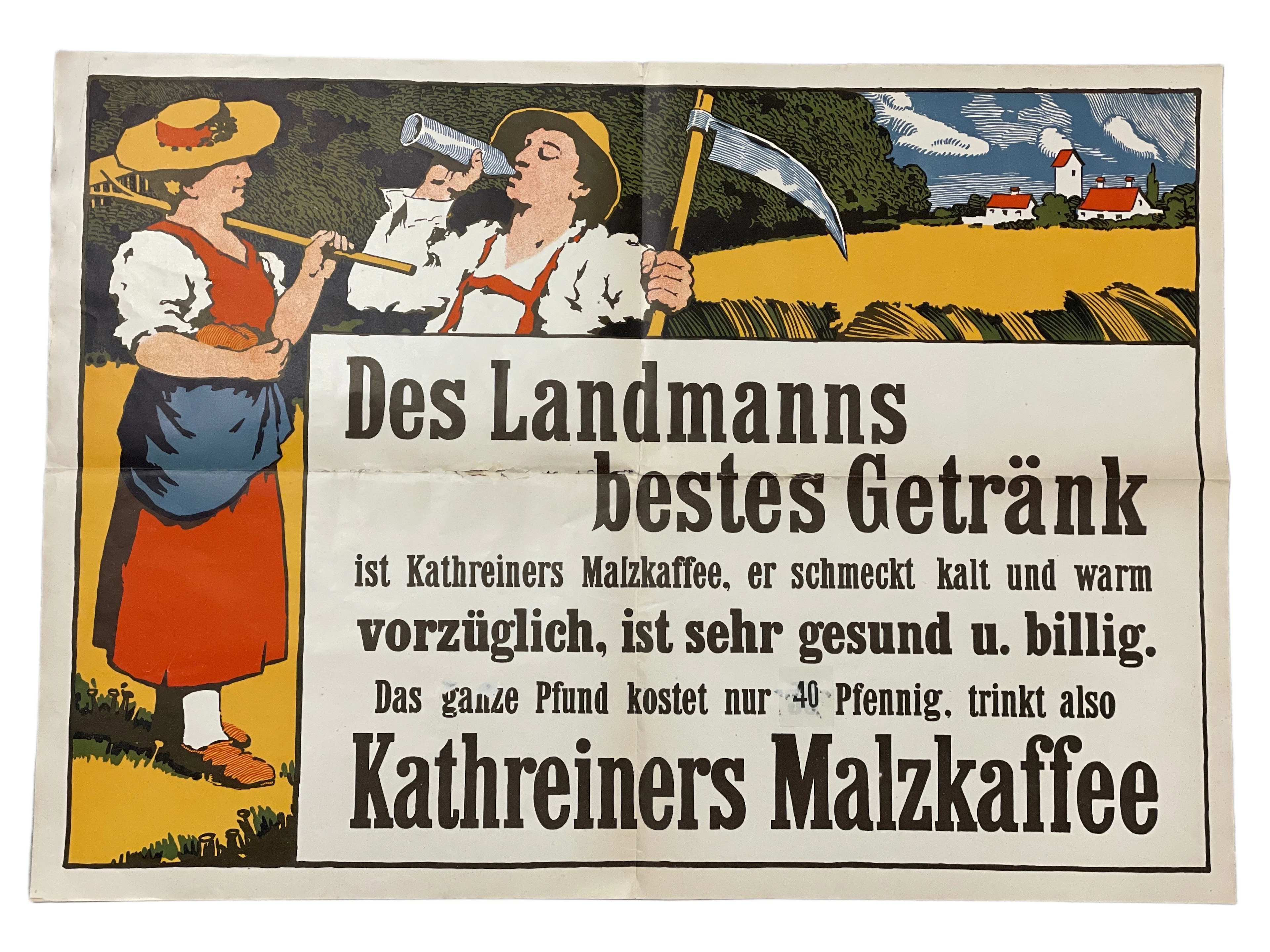 Los 1642: Großes Kathreiners Malzkaffee Verkaufsplakat der 1920er Jahre