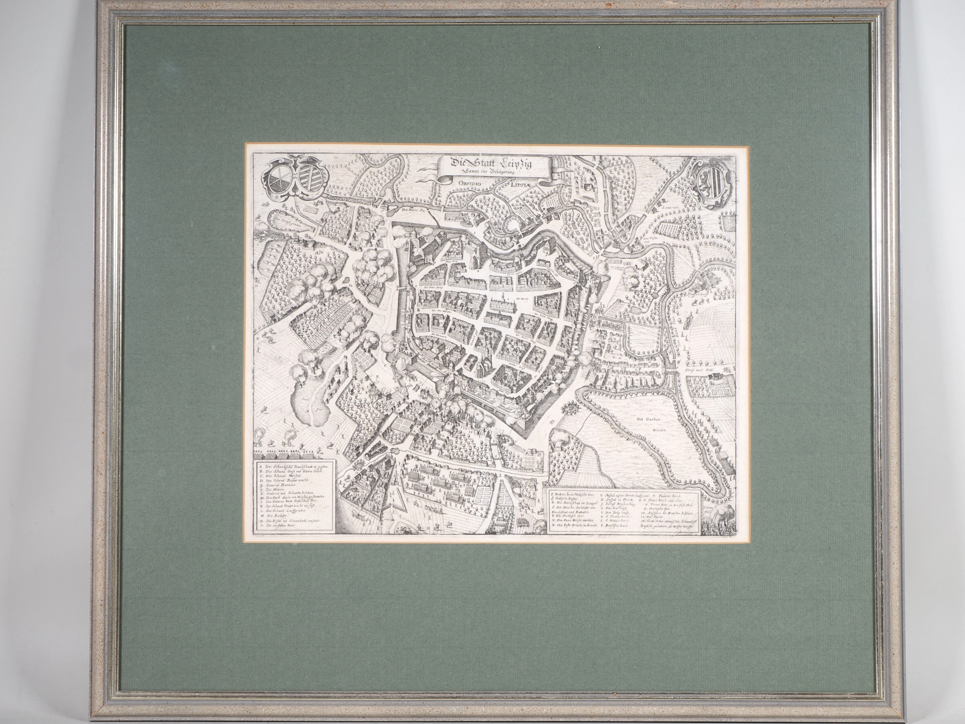 Los 236: Merian Kupferstich, Die Statt Leipzig - Samt der Belagerung Anno 1637