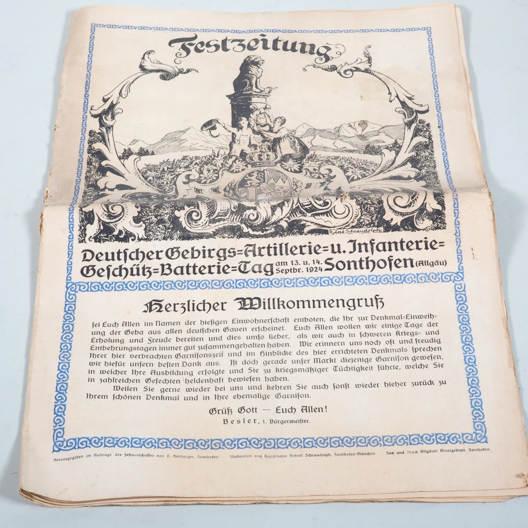 Los 2349: Festzeitung Gebirgsartillerie Sonthofen 1924
