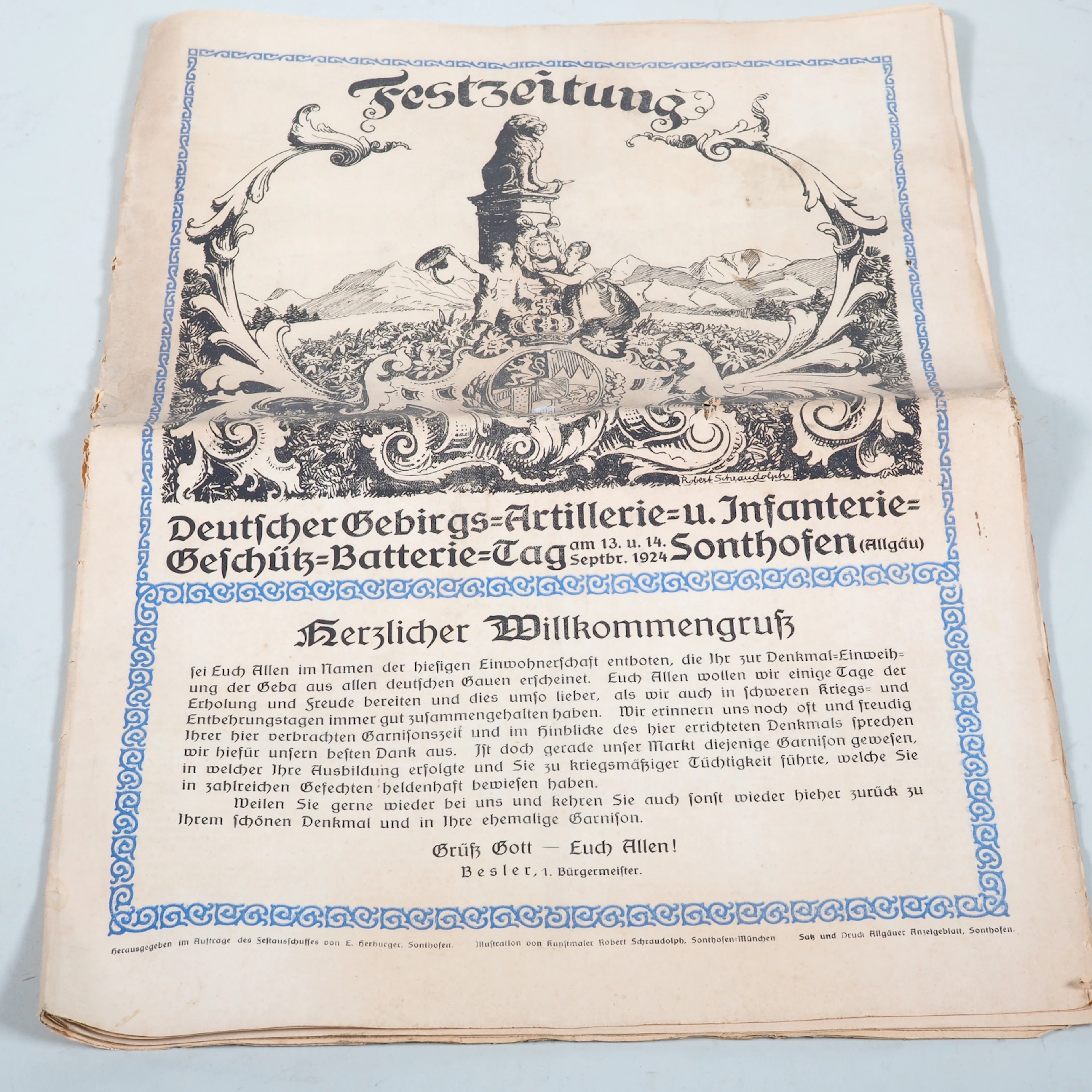 Los 2349: Festzeitung Gebirgsartillerie Sonthofen 1924