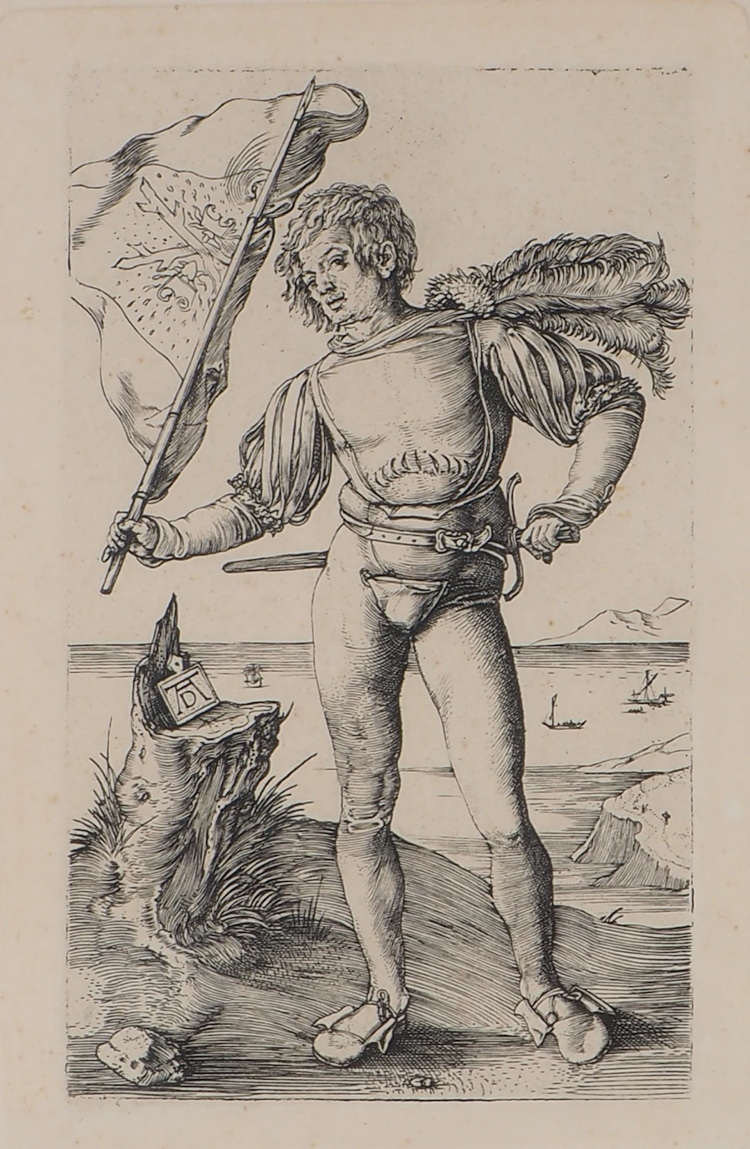 Los 223: Kupferstich nach Albrecht Dürer (1471 - 1528): "Der Fahnenschwinger