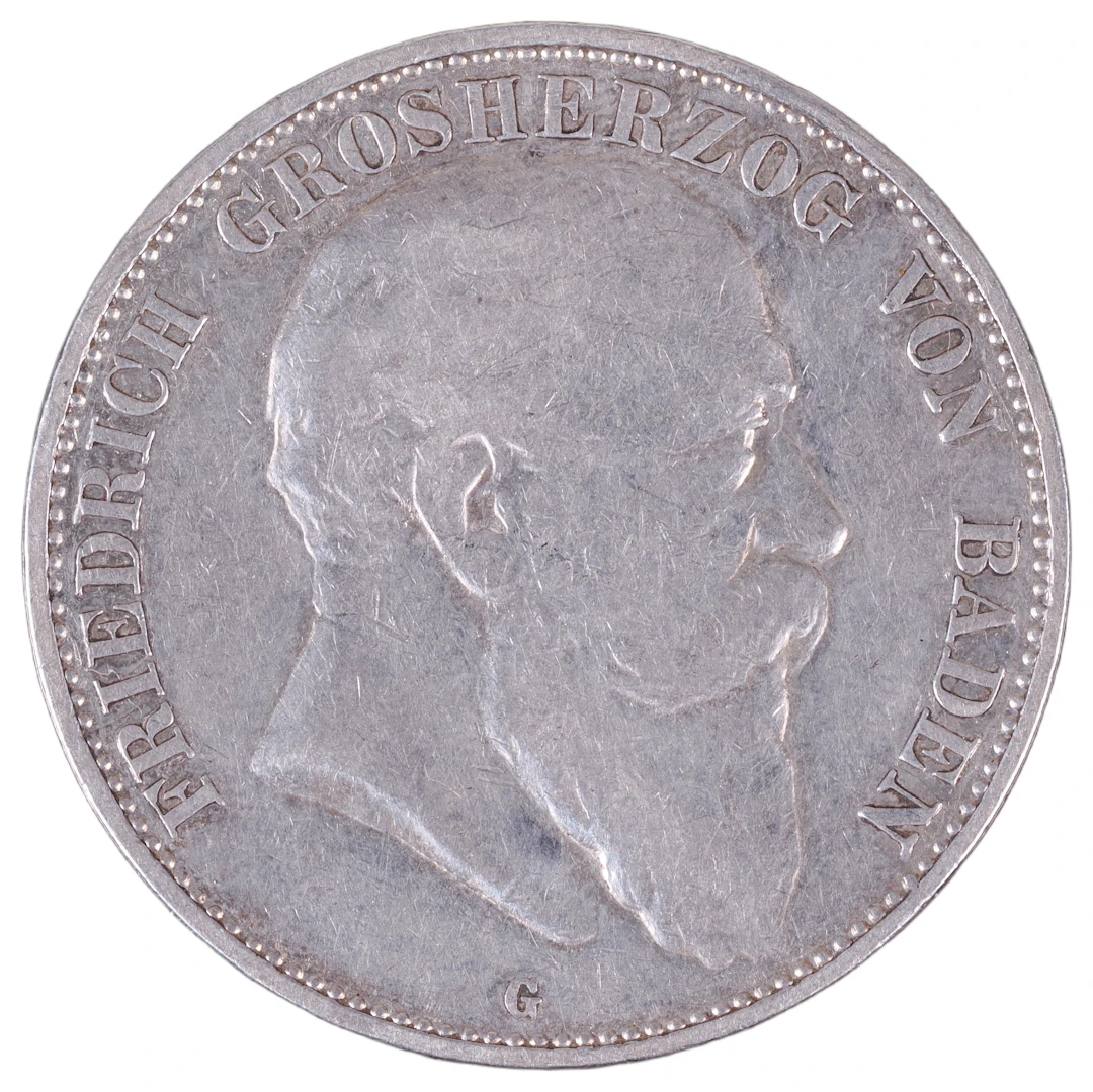 Los 1442: Deutsches Reich Baden 5 Mark Silbermünze 1903 G Friedrich I.