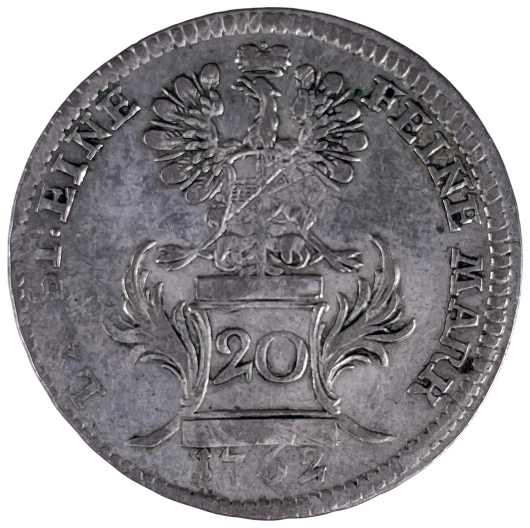 Los 1426: Silberne 20 Kreuzer Münze Brandenburg-Ansbach Alexander 1762
