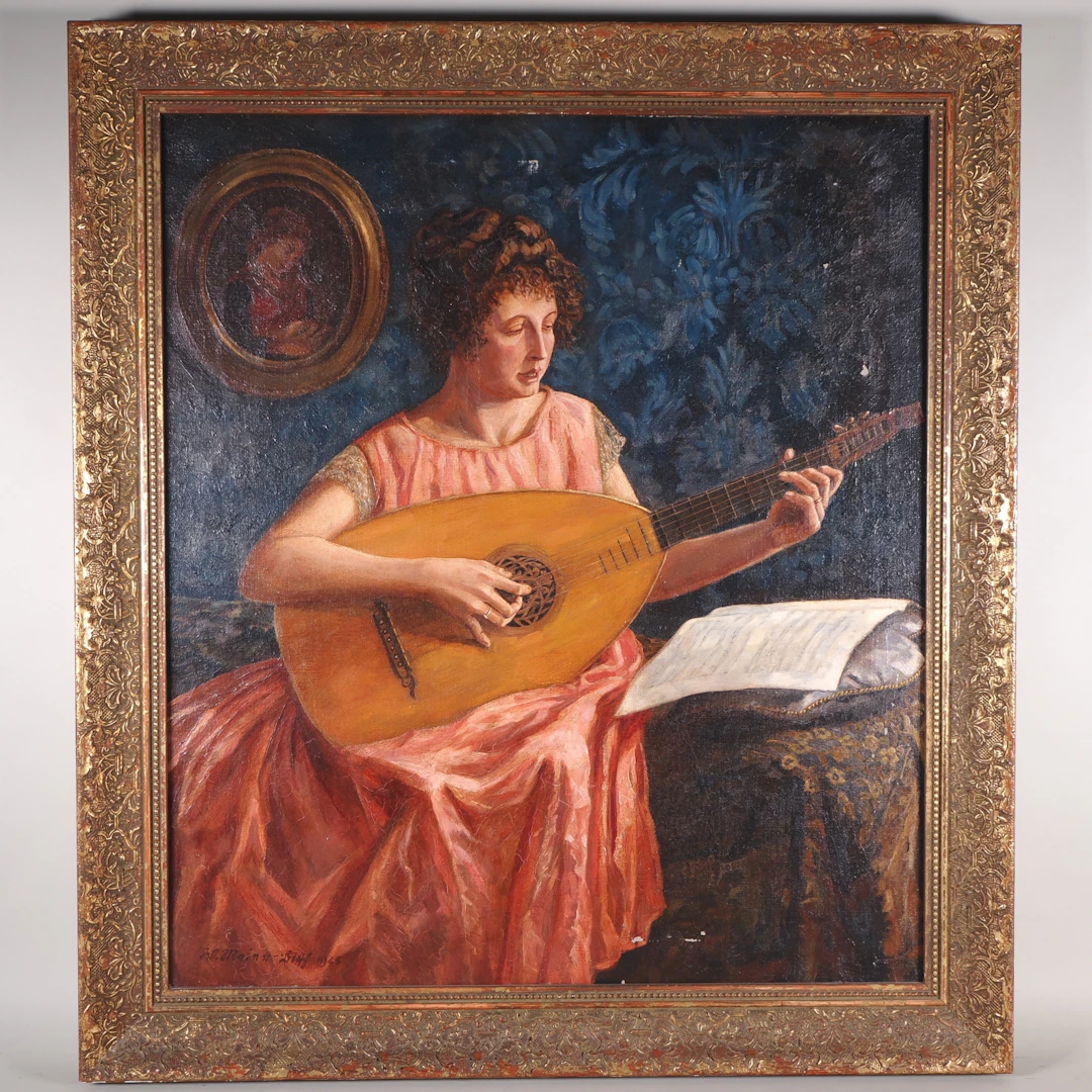 Los 105: Lautenspielerin - signiert "W. Meier-Lisch", 1924