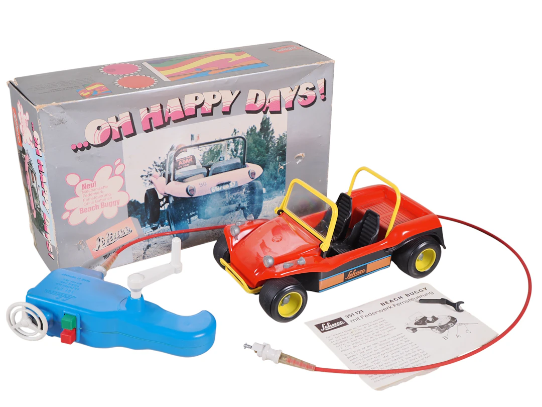 Los 2008: Schuco 351 121 Beach Buggy mit Federwerk Fernsteuerung in OVP, 1970er