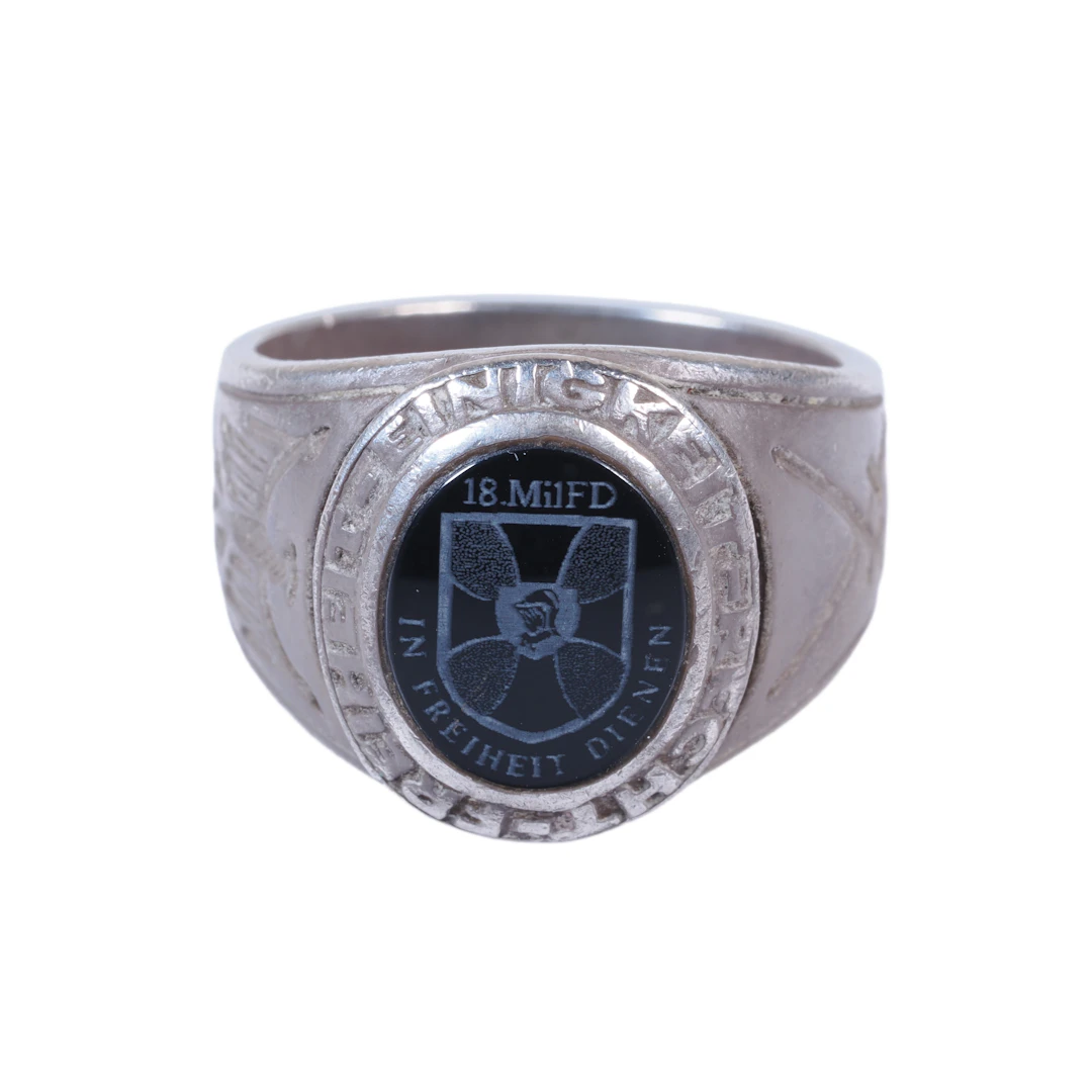Los 2565: Früher Bundeswehr Silberring 18. MilFD GFM Blücher 925er Silber