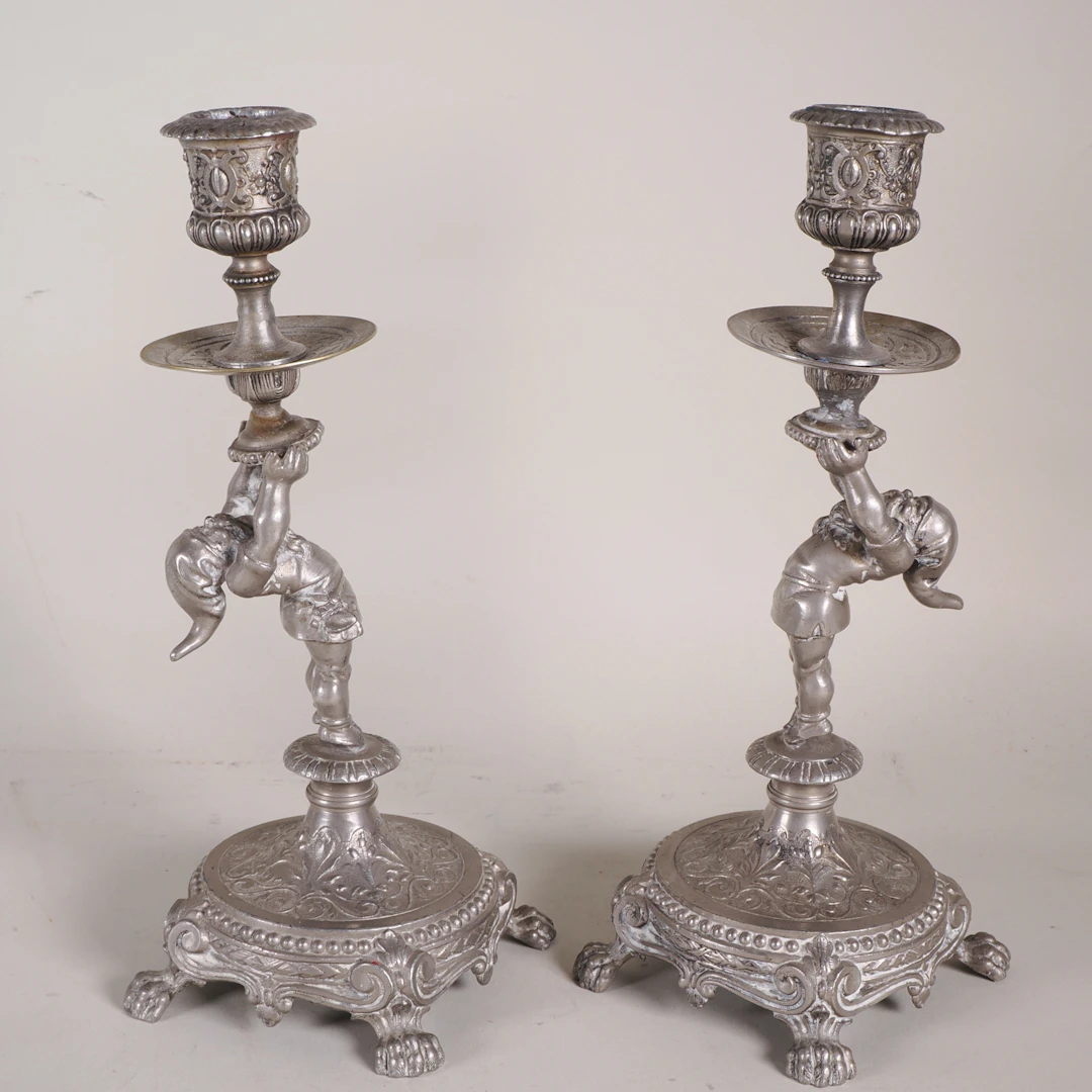 Los 1603: Set Kerzenleuchter, versilbert, um 1900