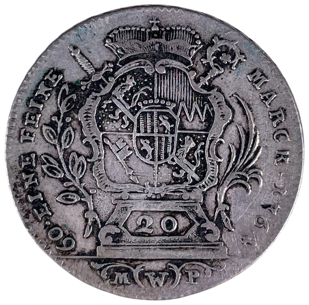 Los 1420: Antike Silbermünze 20 Kreuzer 1764 Fürstbistum Bamberg Adam