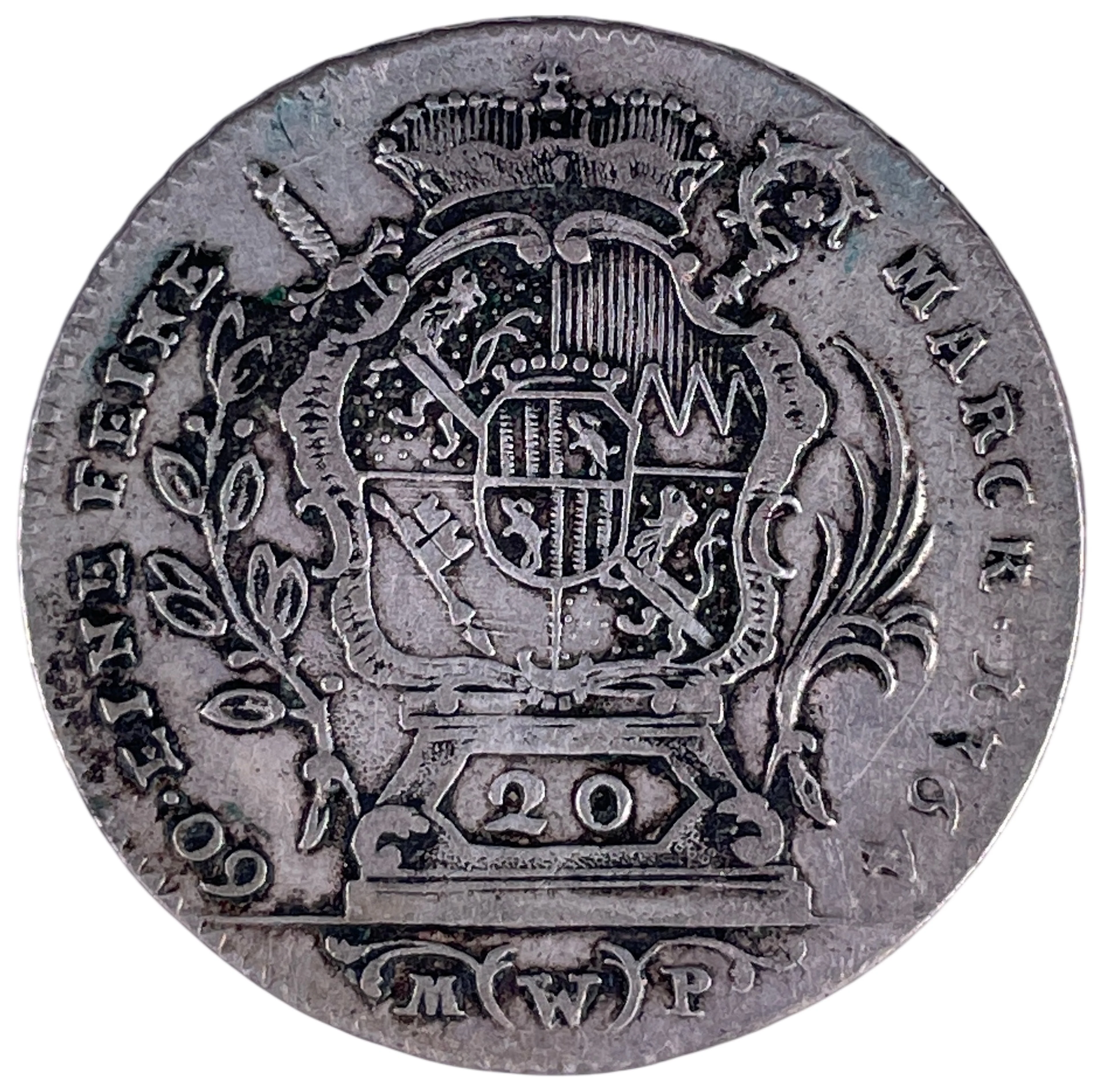 Los 1420: Antike Silbermünze 20 Kreuzer 1764 Fürstbistum Bamberg Adam