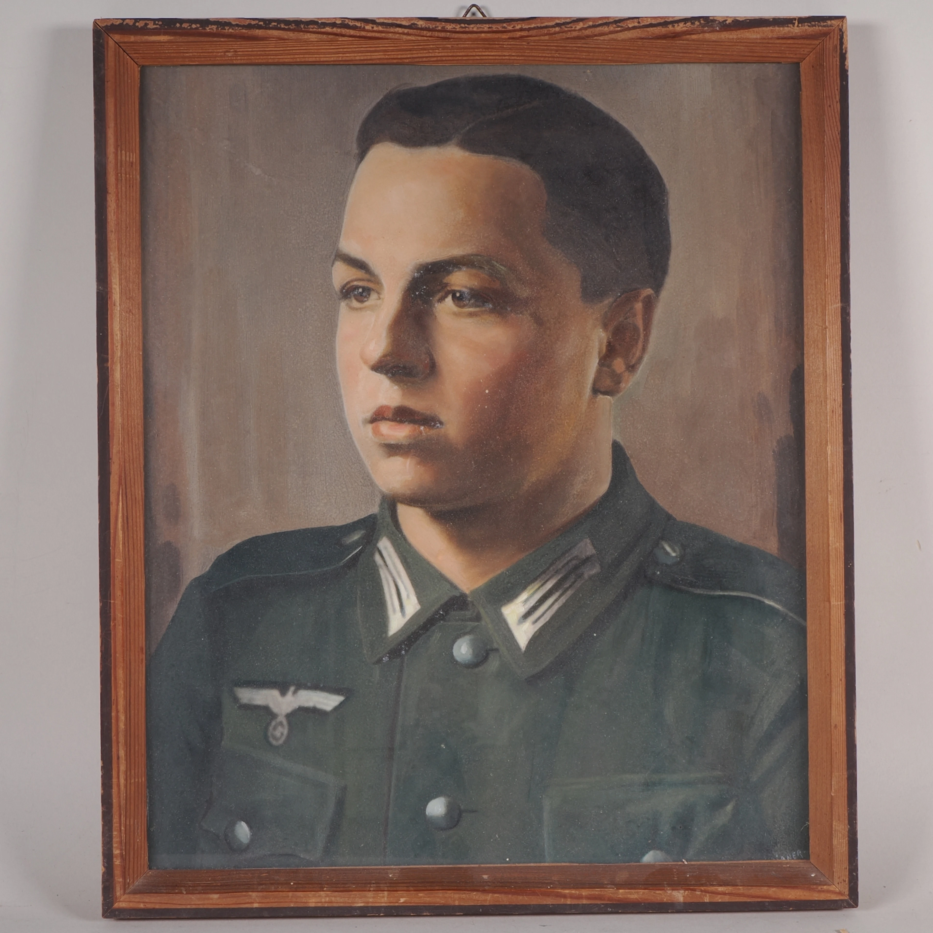 Los 2162: Coloriertes Portraitbild gerahmt Wk2 23.Panzerdivision