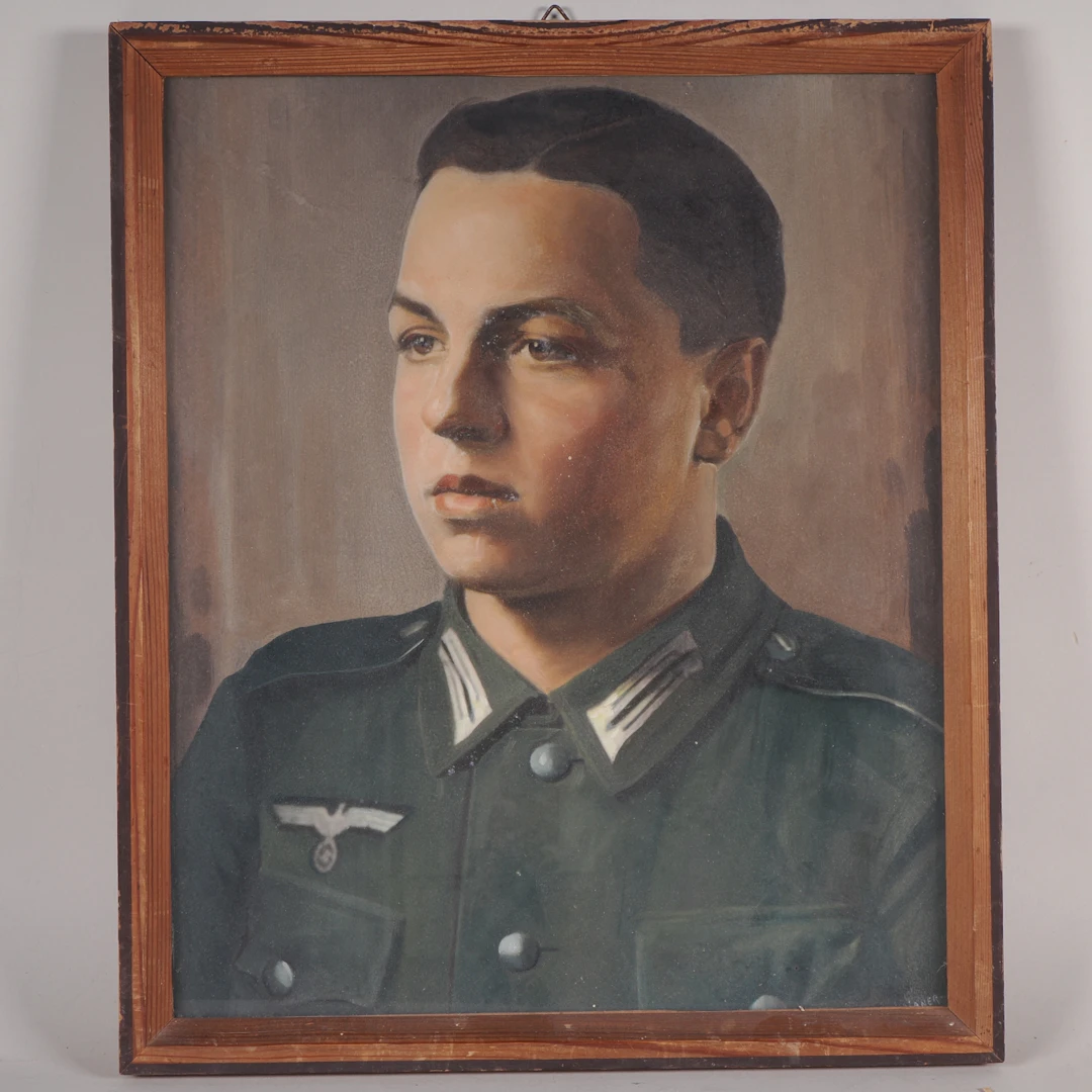 Los 2162: Coloriertes Portraitbild gerahmt Wk2 23.Panzerdivision