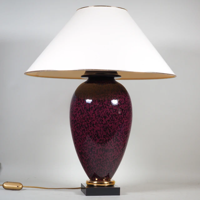 Los 922: Große Keramik Tischlampe, 1970er, höhenverstellbar 74 - 92 cm