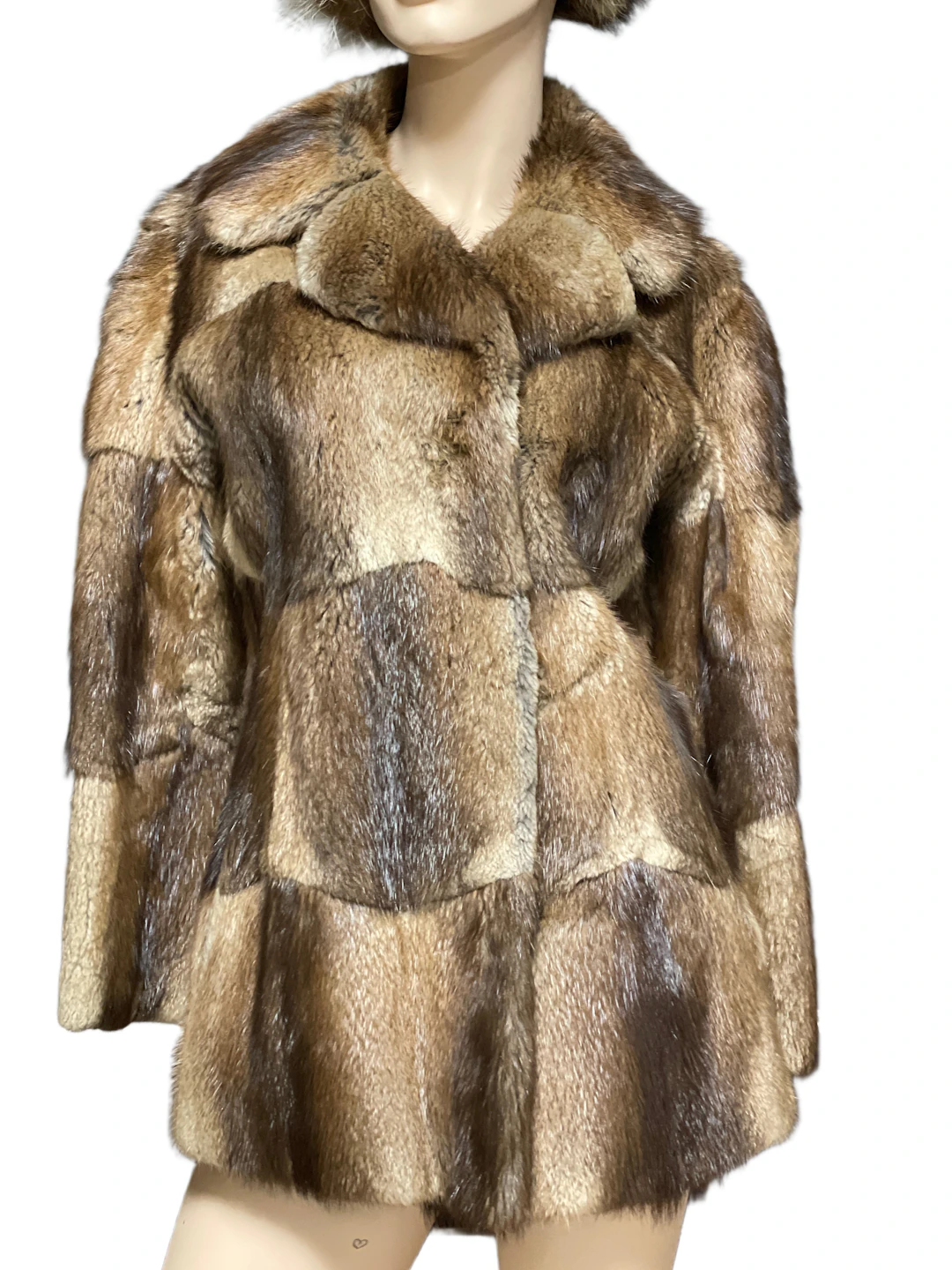 Los 1636: Vintage Bisam Pelzjacke in Kachel-Optik mit abgerundetem Kragen