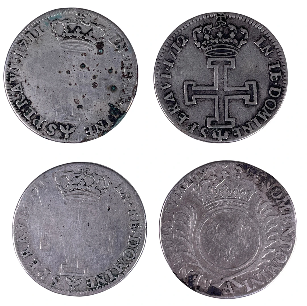 Los 1428: Sammlung von vier silbernen Münzen aus Lothringen und Frankreich