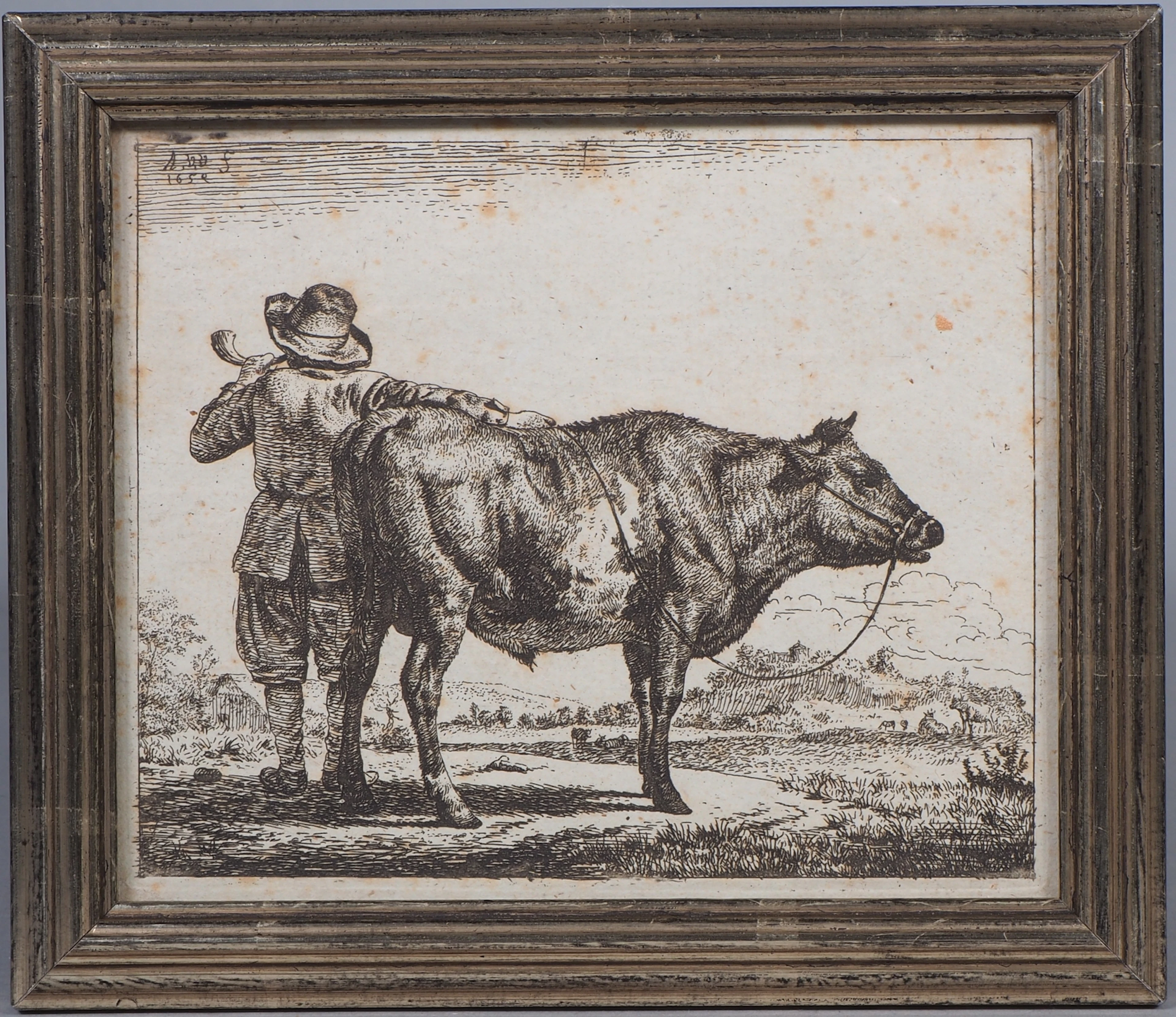 Los 238: Adriaen van den Velde, Radierung: Hirte mit Bulle, 17. Jh.