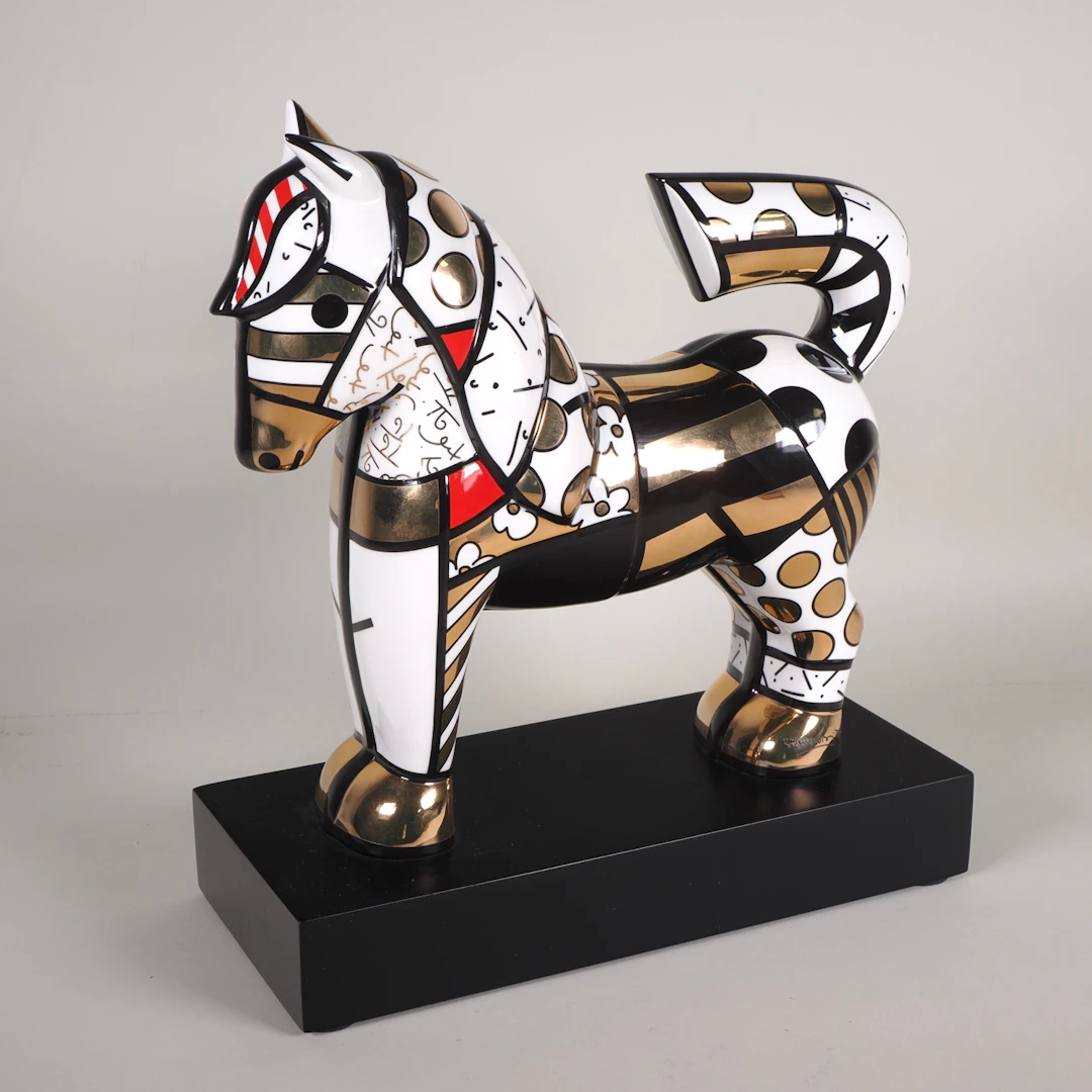 Los 480: Goebel Romero Britto Porzellanfigur Golden Dancer Pferd Limitierte