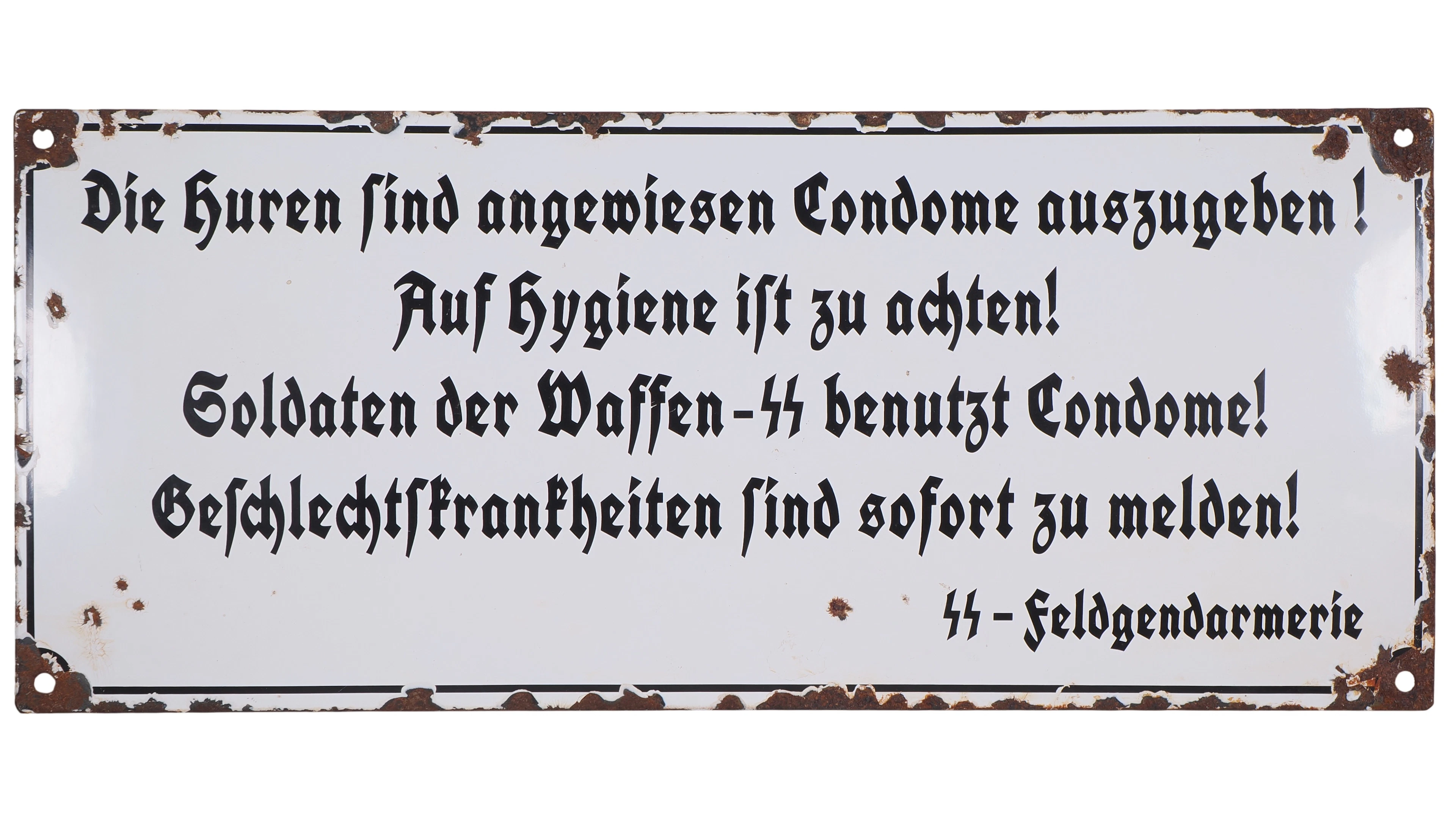 Los 2488: Waffen-SS Propaganda Emailleschild, Geschlechtskrankheiten