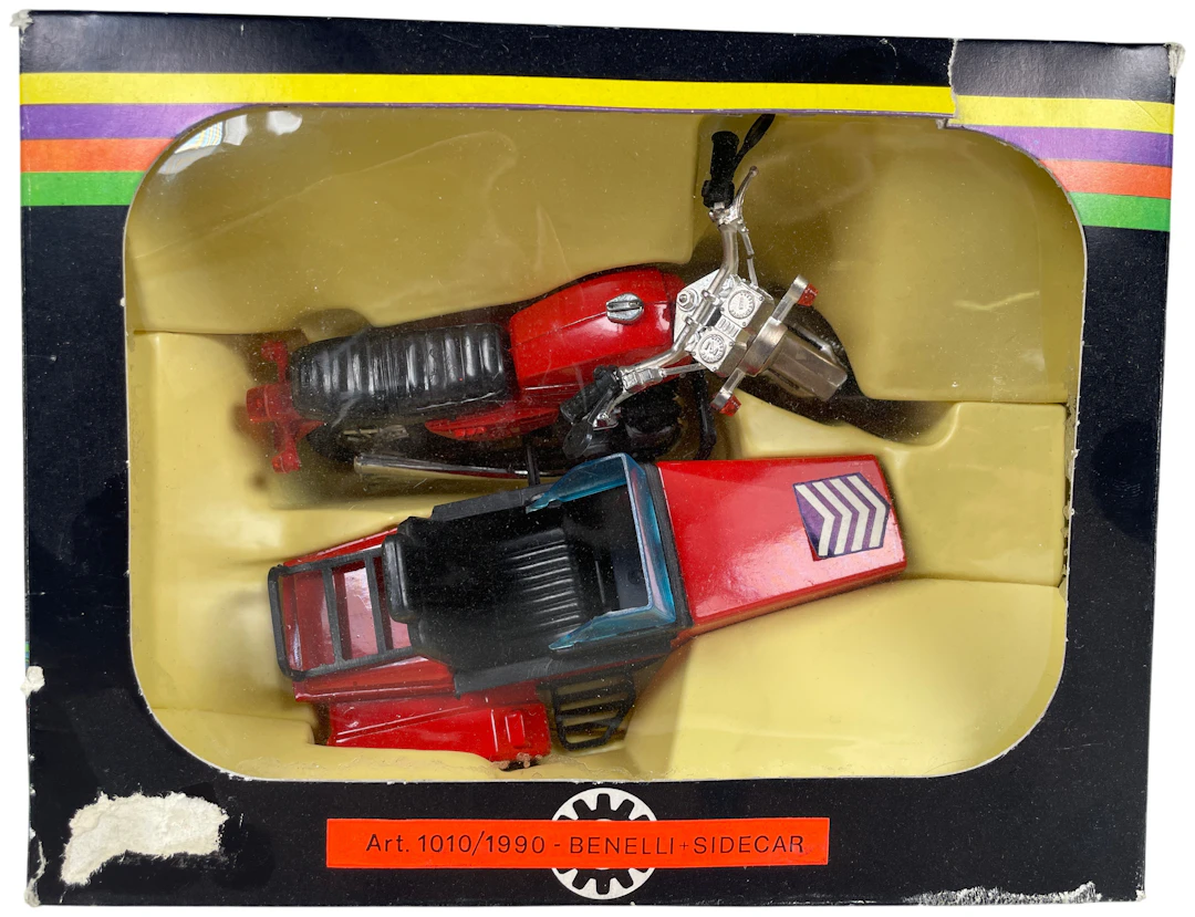 Los 1989: Mercury Benelli Modellauto mit Beiwagen in Originalverpackung