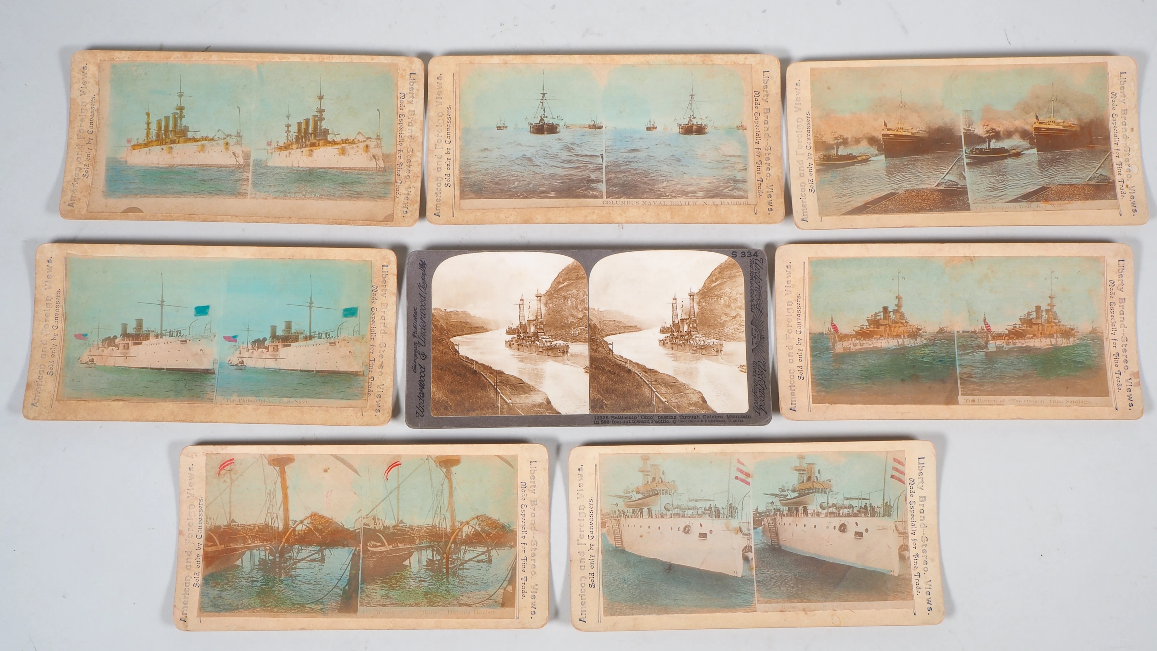 Los 2140: 8 St. Liberty Brand Stereo Views Marine Bilder, US Navy