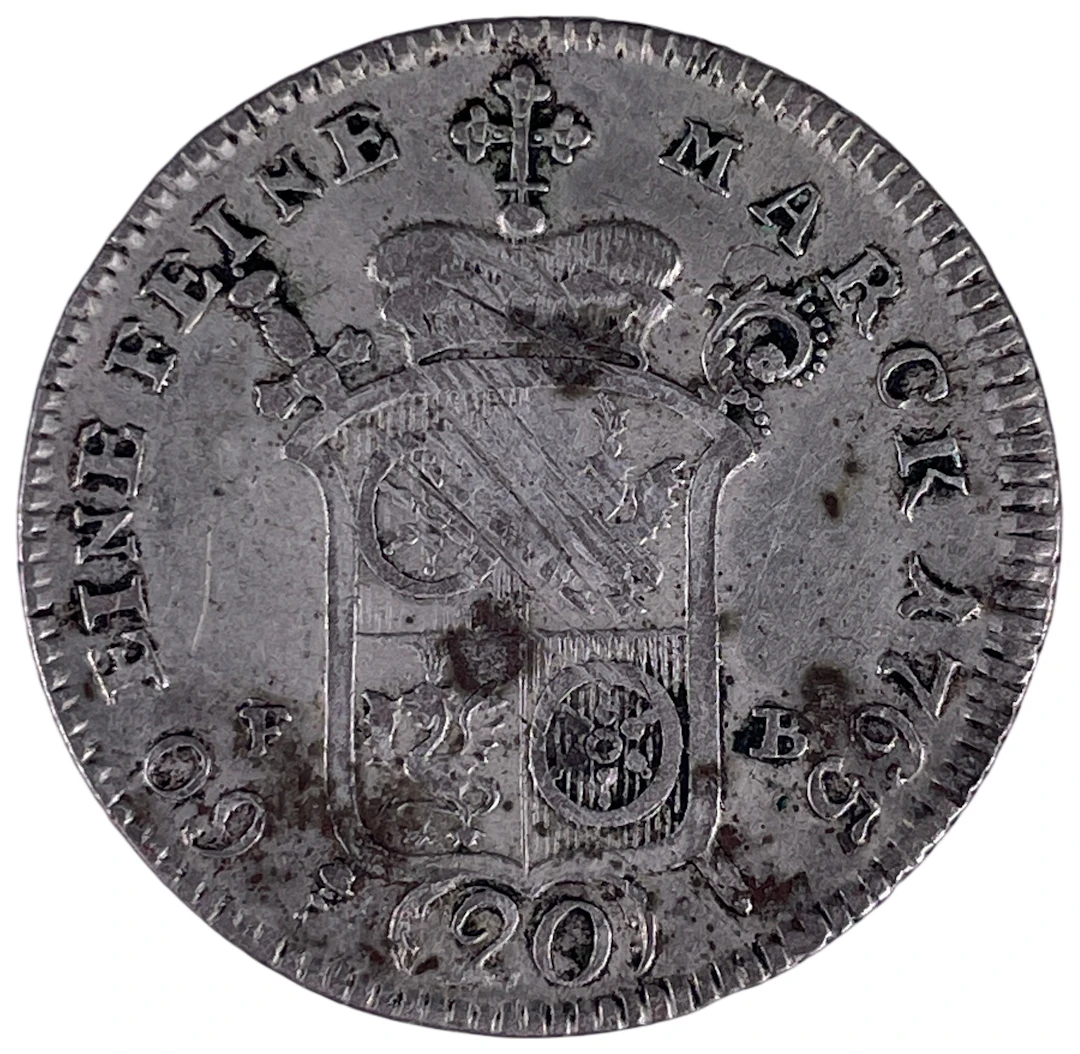 Los 1425: 20 Kreuzer Silbermünze Erzbistum Mainz Emmerich Joseph 1765
