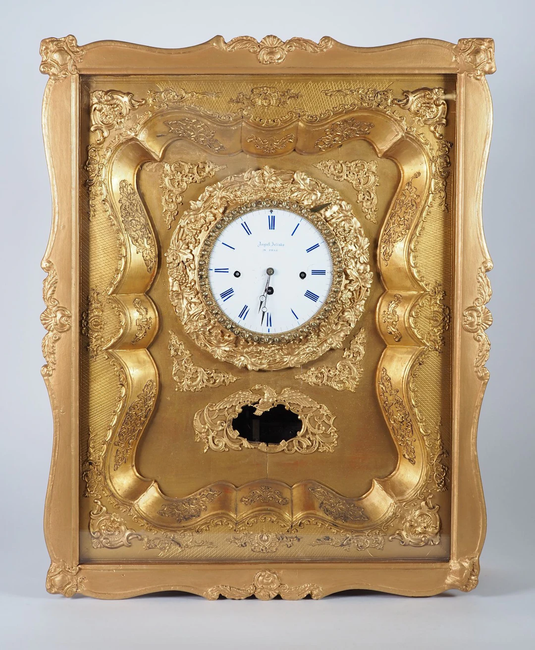 Los 564: Biedermeier Rahmenuhr mit Musikwerk, August Zelisko in Prag um 1850