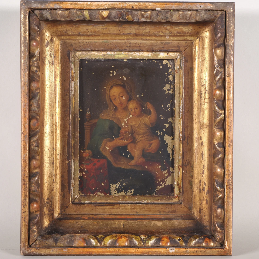 Los 73: Traubenmadonna Barock Metallbild, 17./18. Jh.