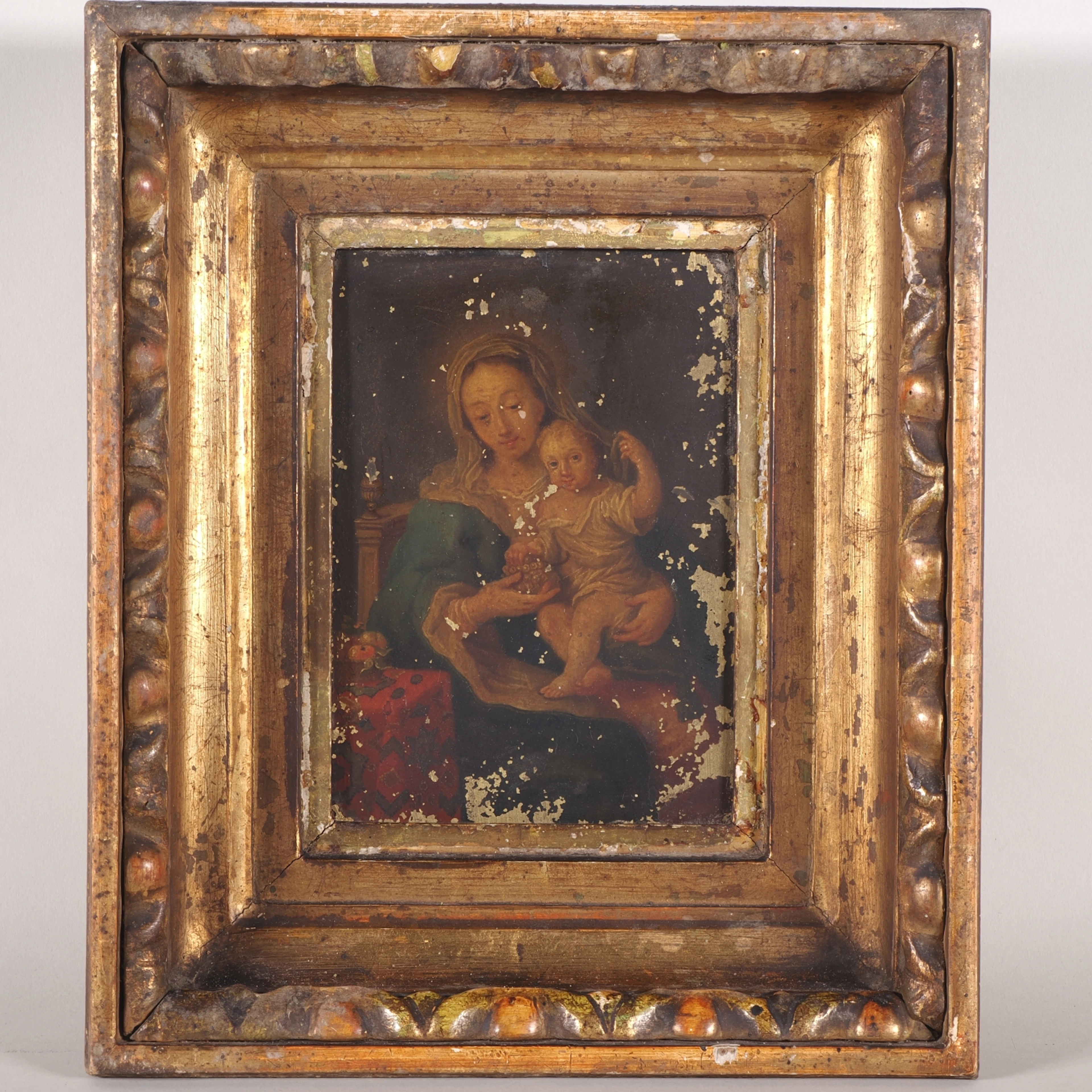 Los 73: Traubenmadonna Barock Metallbild, 17./18. Jh.
