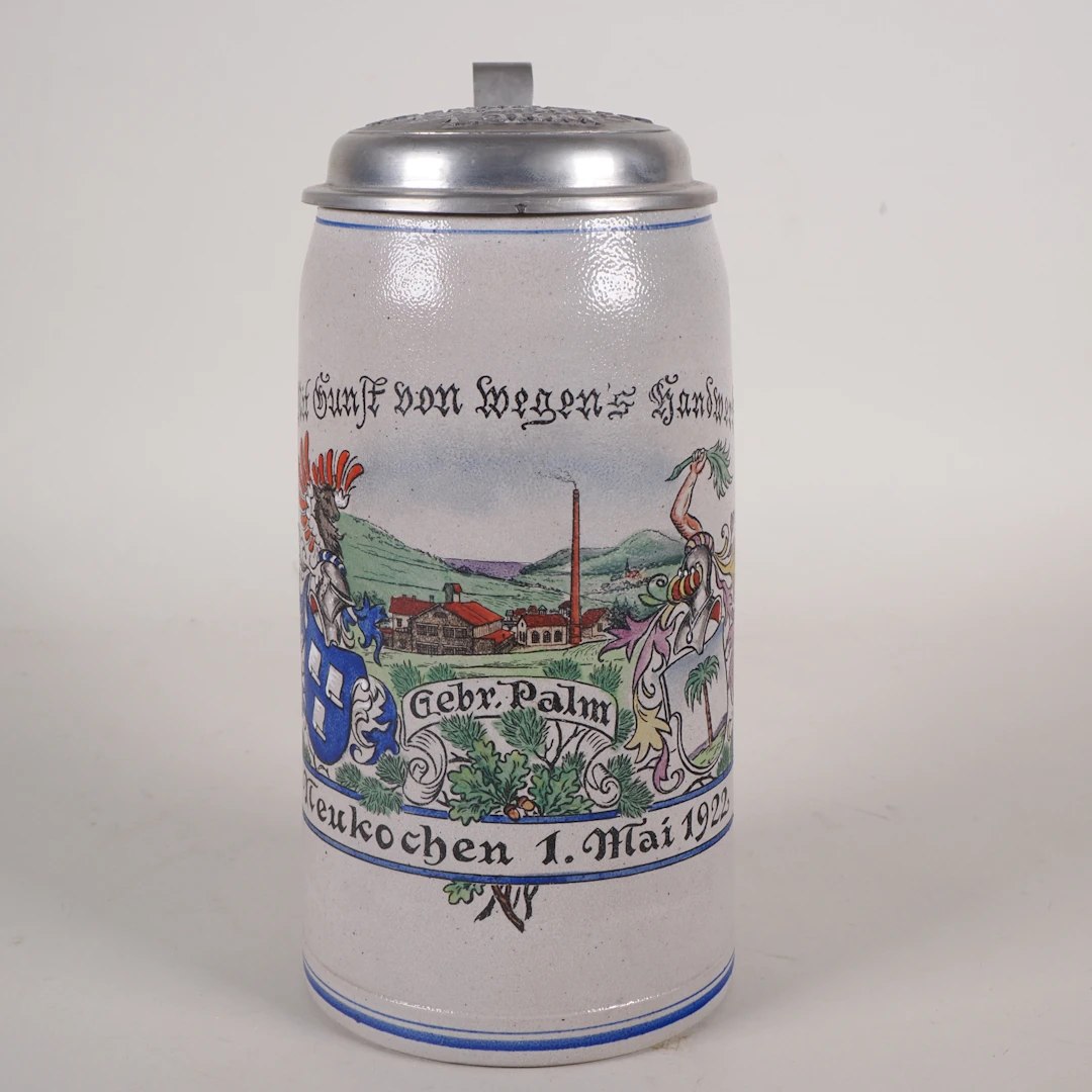 Los 1517: Keramik Krug / Porzellanteller Neukochen 1922